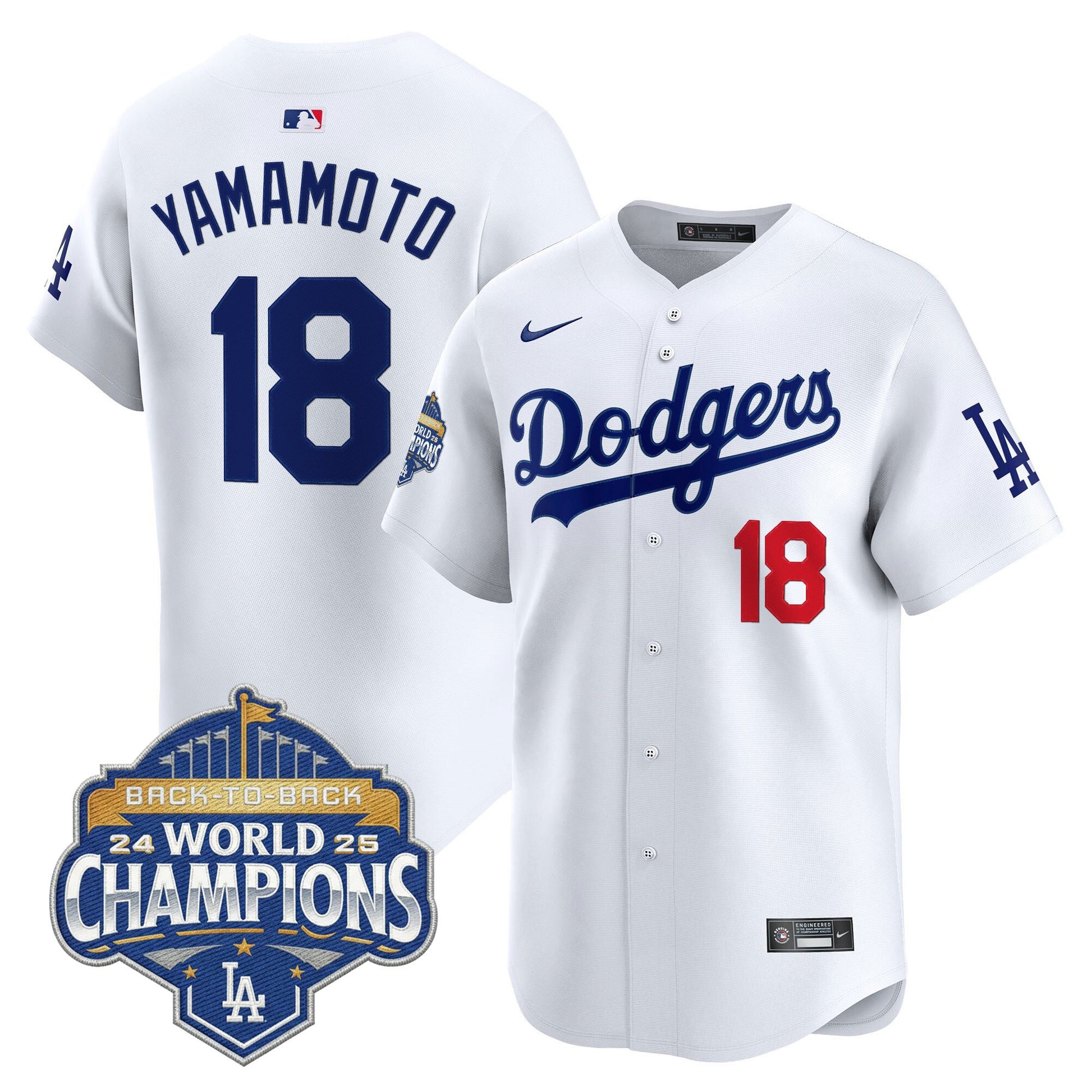 Men's Dodgers 2025 Back-To-Back Champions Vapor Premier Limited Jersey - All Stitched