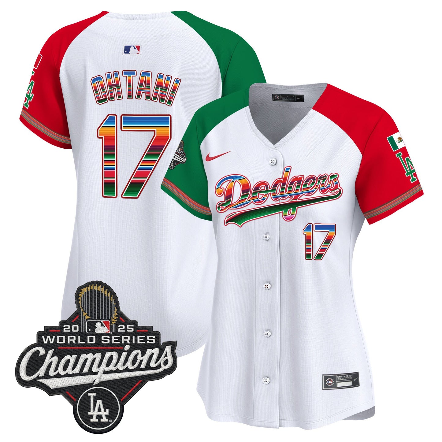 Women's Dodgers Mexico 2025 World Series Champions Vapor Premier Limited Jersey - All Stitched