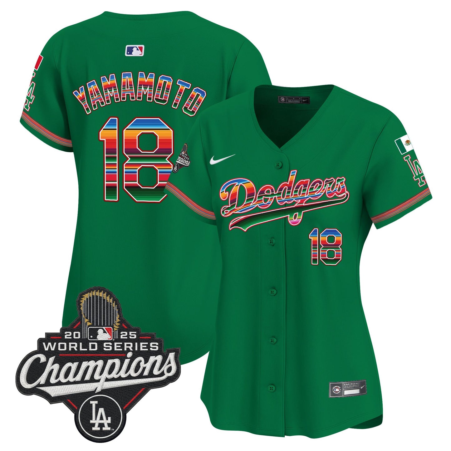 Women's Dodgers Mexico 2025 World Series Champions Vapor Premier Limited Jersey - All Stitched