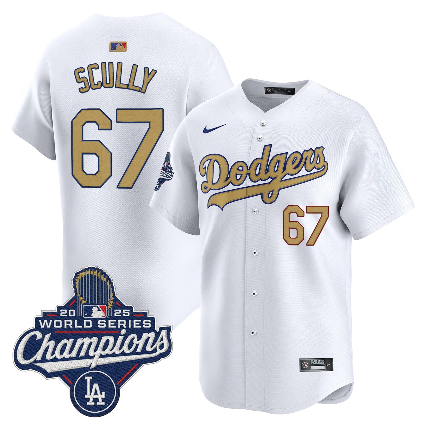 Dodgers 2025 World Series Champions Gold Vapor Premier Limited Jersey - All Stitched