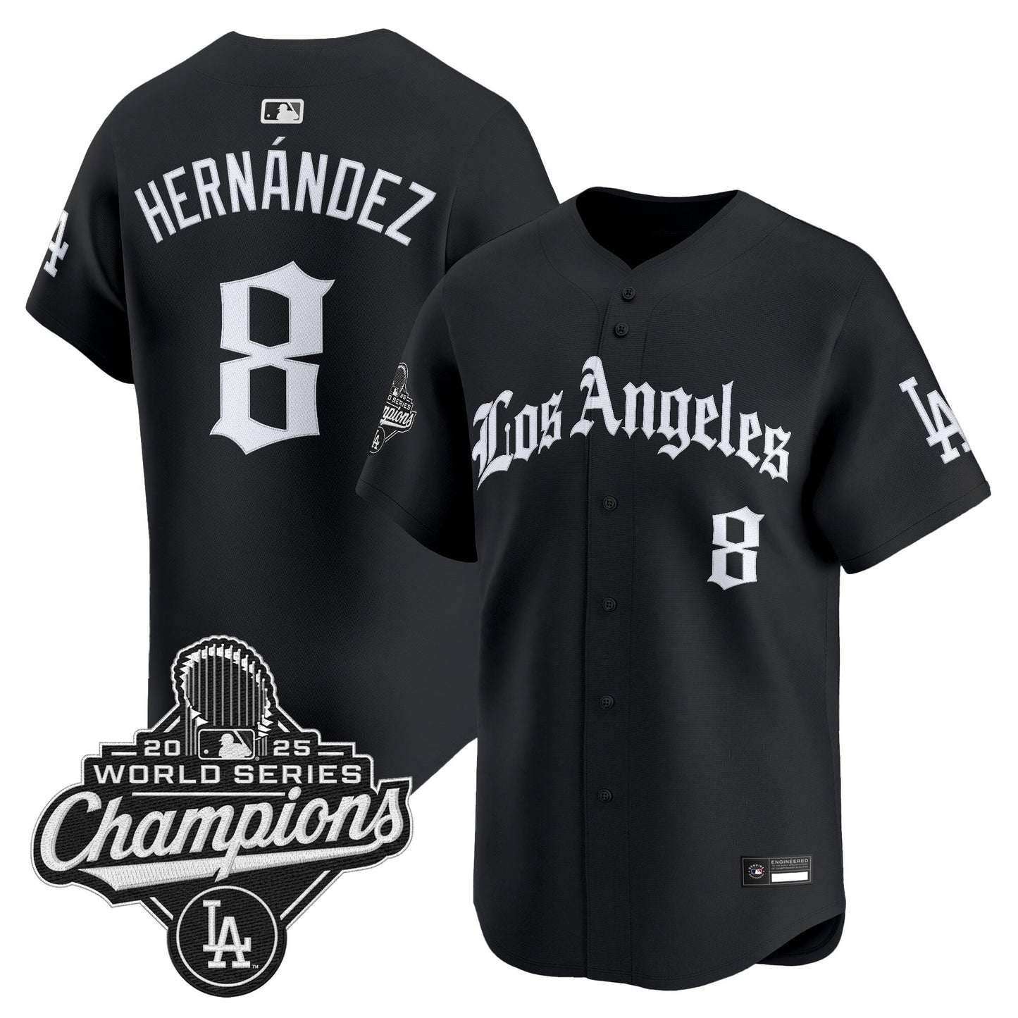 Men's Dodgers 2025 World Series Champions Vapor Premier Limited Jersey V2 - LA Gothic Edition - All Stitched