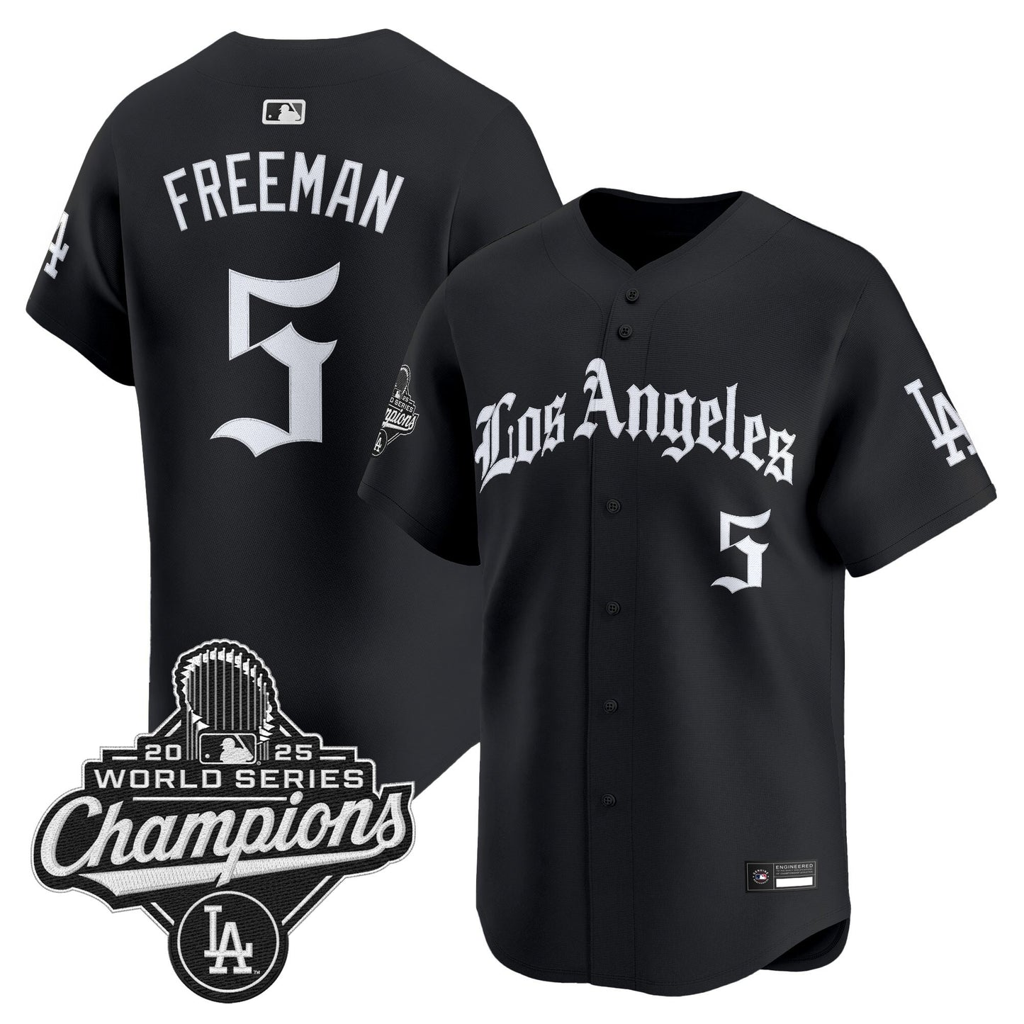 Men's Dodgers 2025 World Series Champions Vapor Premier Limited Jersey V2 - LA Gothic Edition - All Stitched