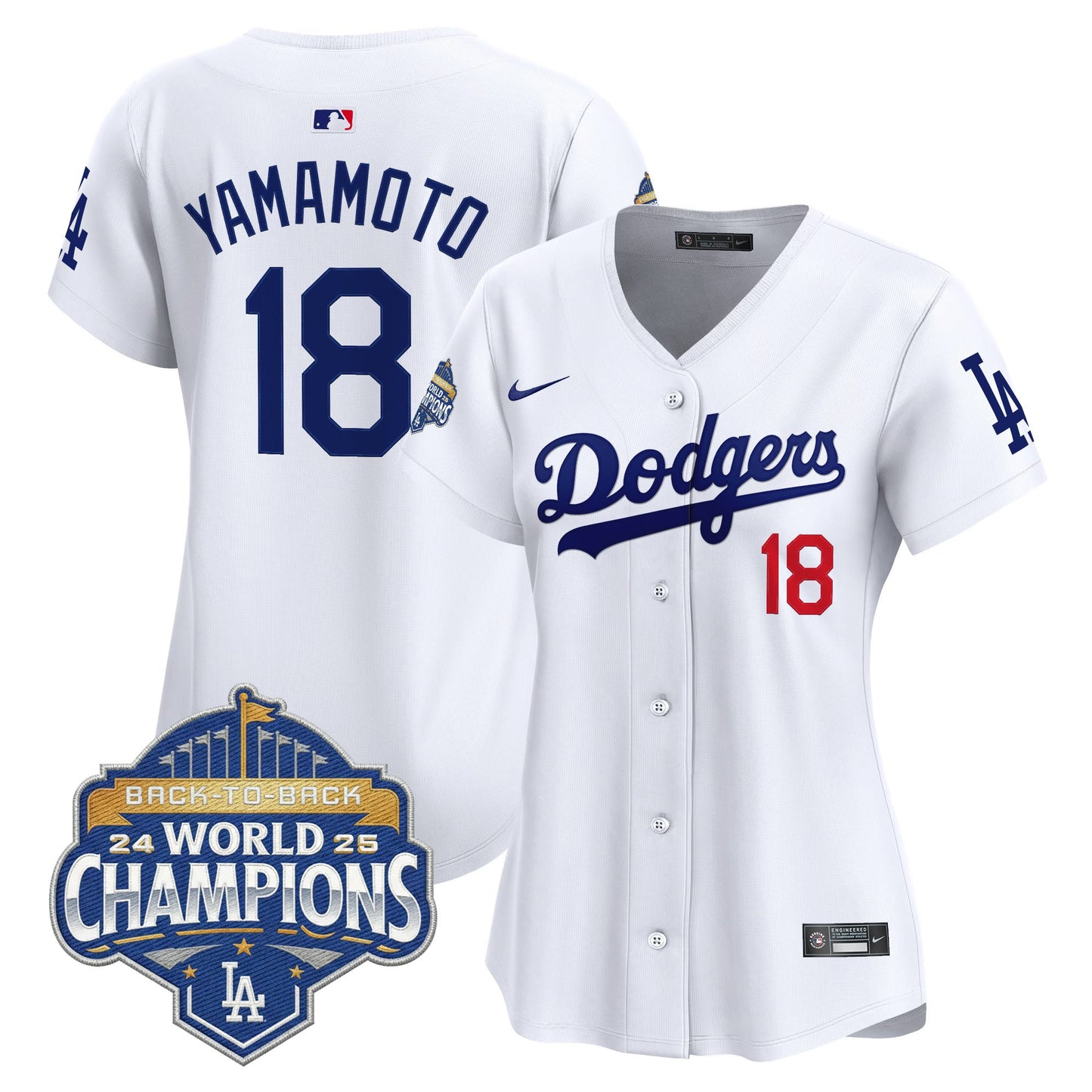 Women's Dodgers 2025 Back-To-Back Champions Vapor Premier Limited Jersey - All Stitched