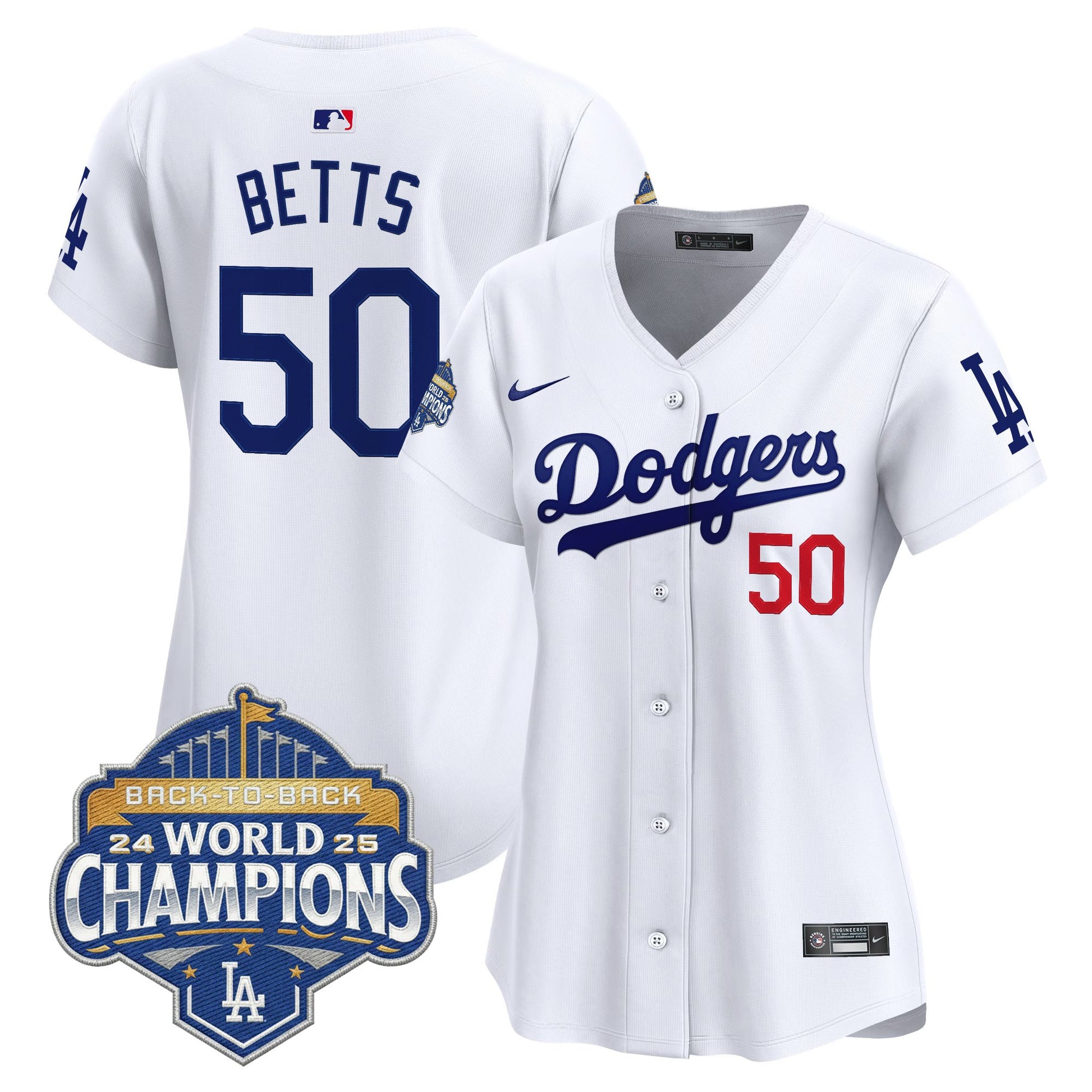 Women's Dodgers 2025 Back-To-Back Champions Vapor Premier Limited Jersey - All Stitched