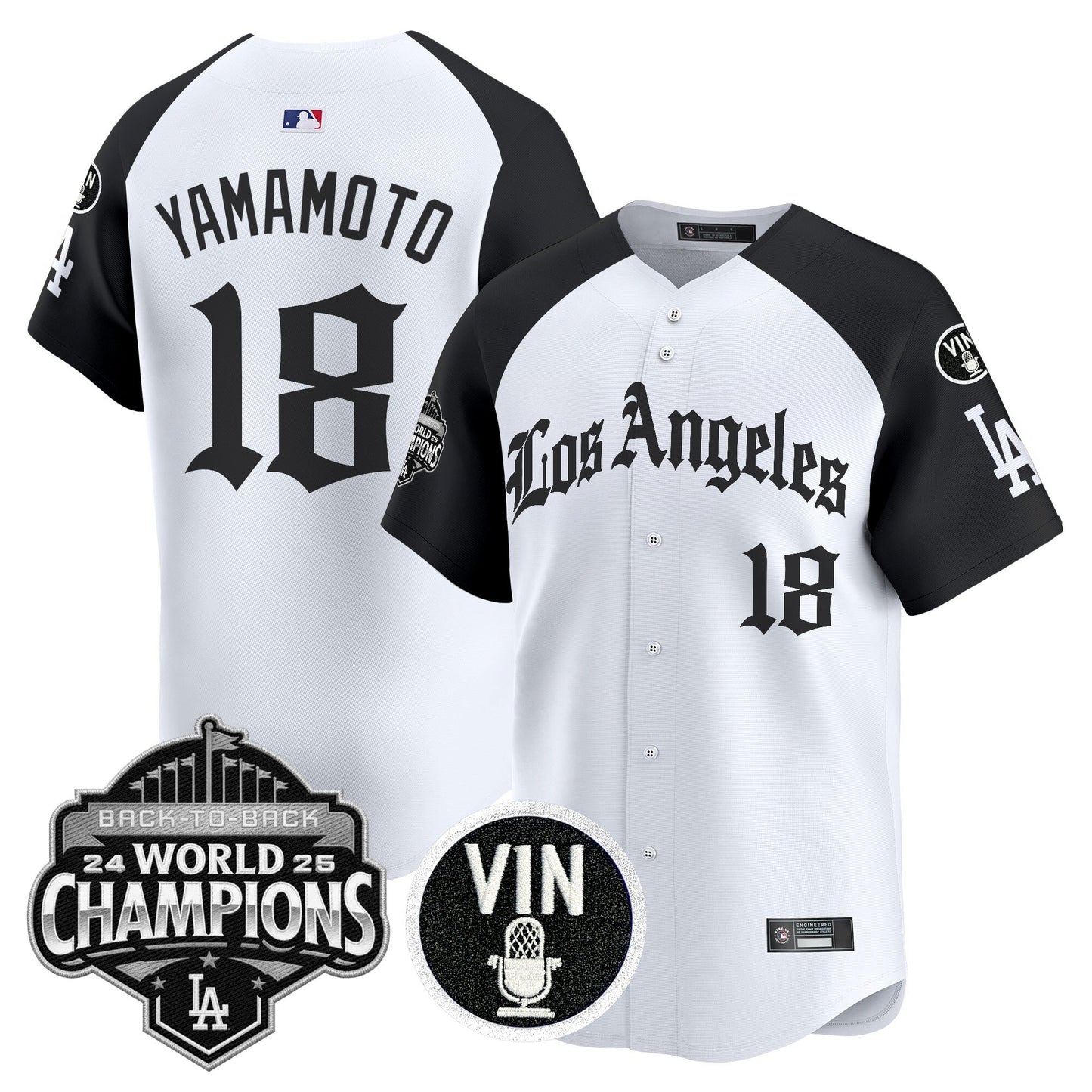 Men's Dodgers 2025 Back-To-Back Champions Vapor Premier Limited Jersey - LA Gothic Edition - All Stitched