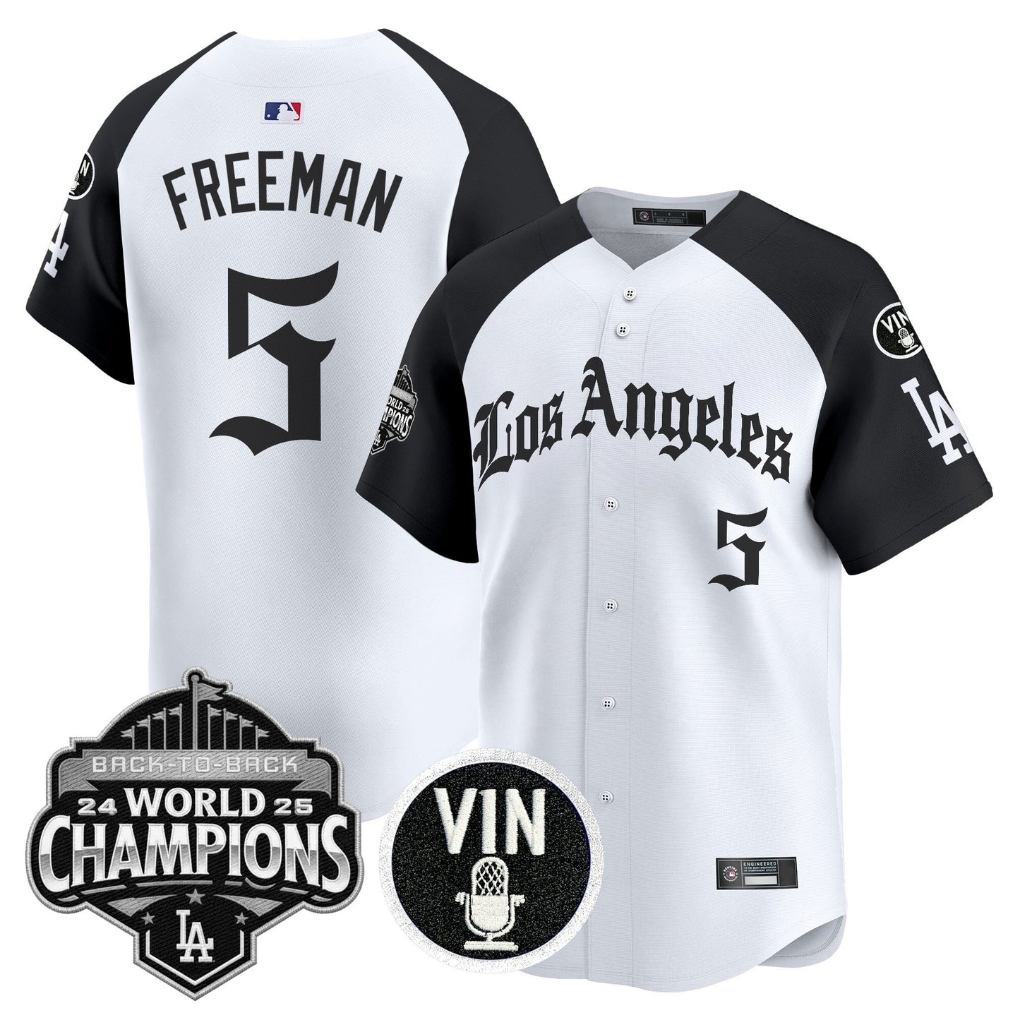 Men's Dodgers 2025 Back-To-Back Champions Vapor Premier Limited Jersey - LA Gothic Edition - All Stitched