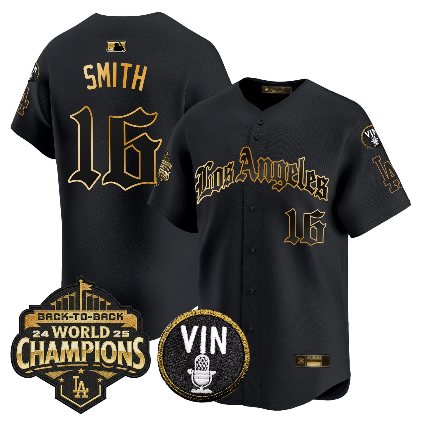 Men's Dodgers 2025 Back-To-Back Champions Vapor Premier Limited Jersey - LA Gothic Edition - All Stitched