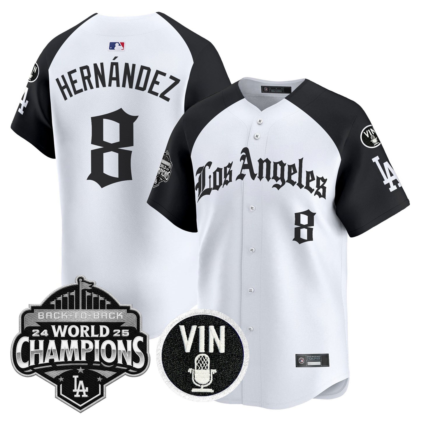 Men's Dodgers 2025 Back-To-Back Champions Vapor Premier Limited Jersey - LA Gothic Edition - All Stitched