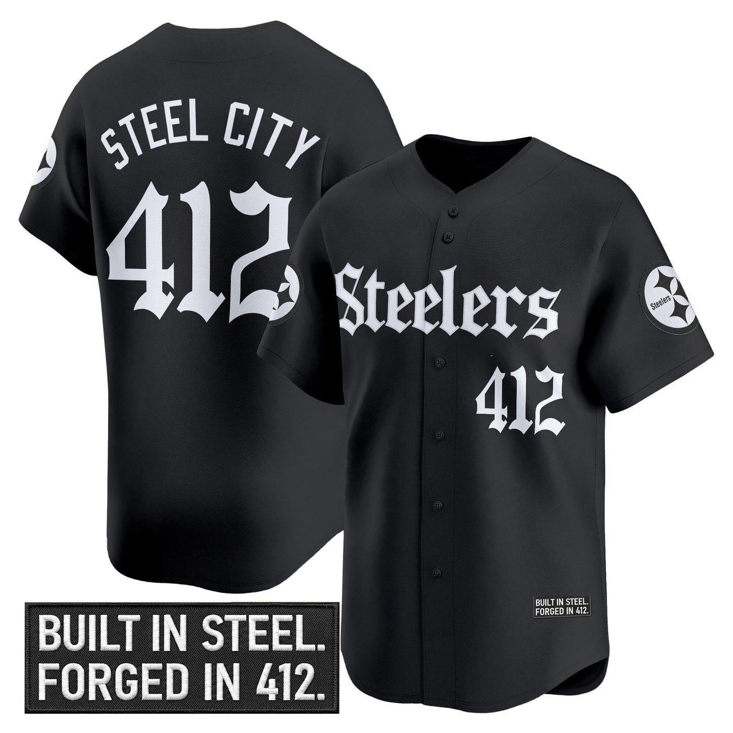 Men's Pittsburgh Steelers 'Gothic Steel City Edition' Vapor Baseball Jersey - All Stitched