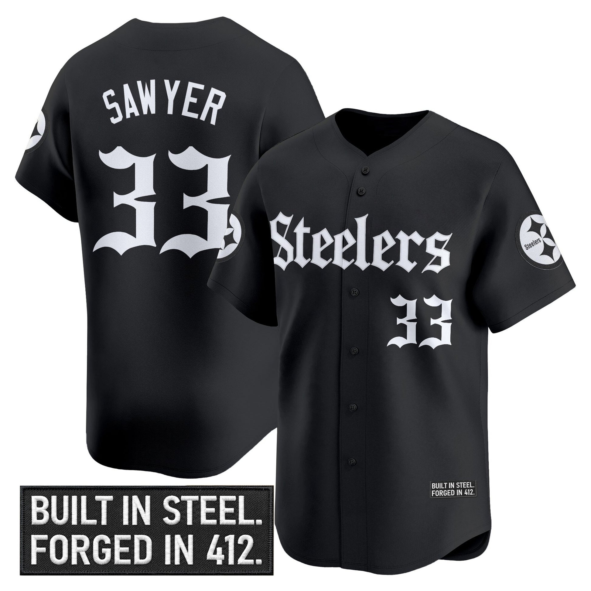 Men's Pittsburgh Steelers 'Gothic Steel City Edition' Vapor Baseball Jersey - All Stitched