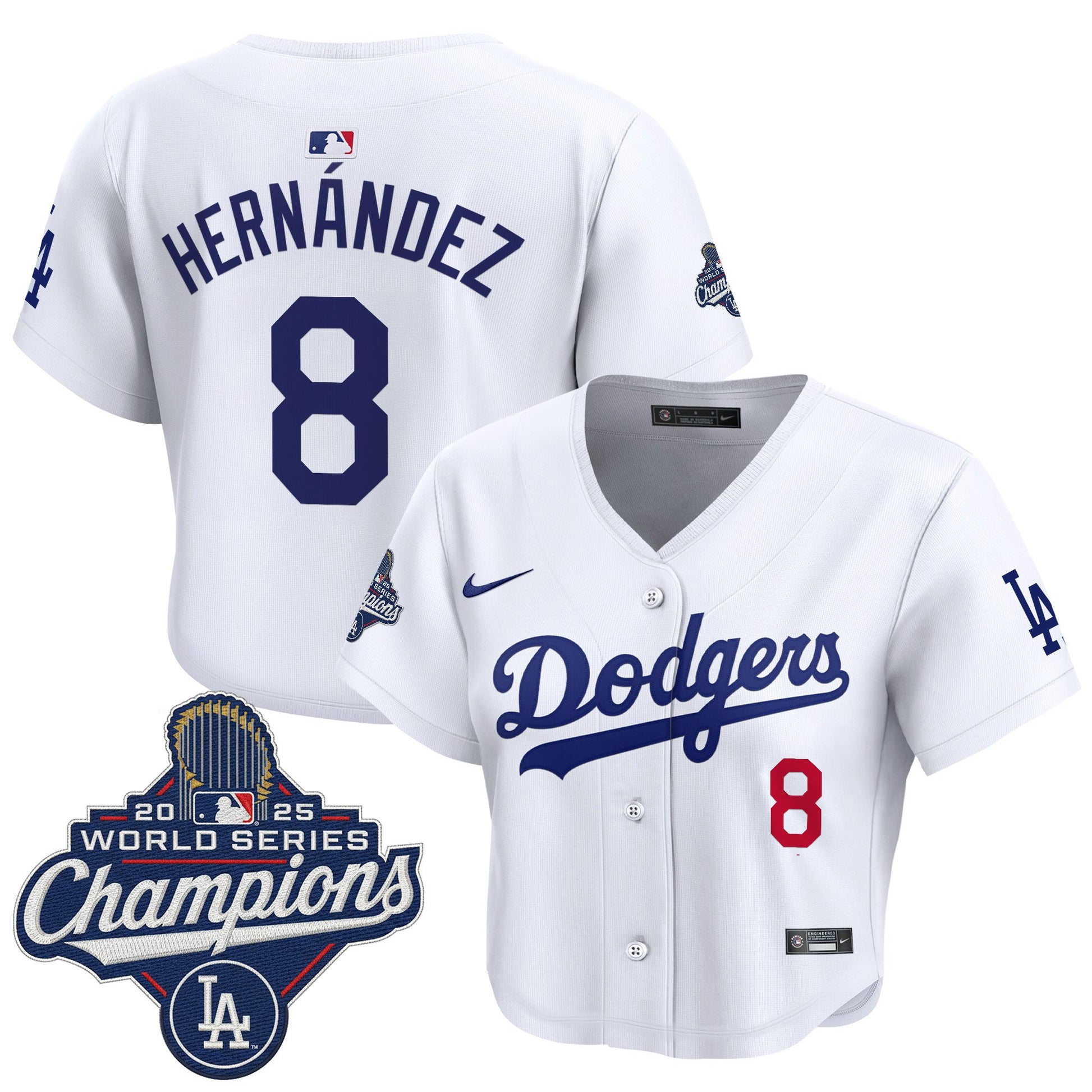 Women's Dodgers 2025 World Series Champions Crop Top Baseball Jersey - All Stitched