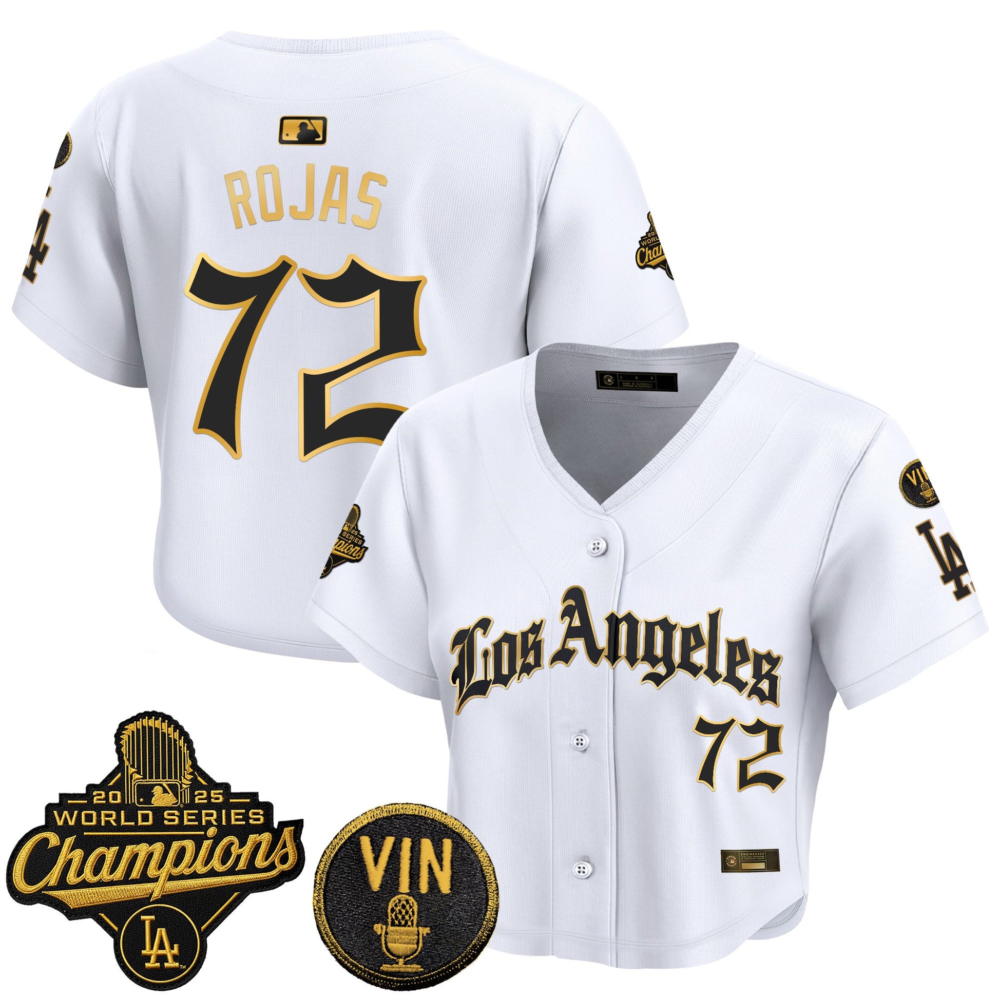 Women's Dodgers 2025 World Series Champions Crop Top Baseball Jersey - LA Gothic Edition - All Stitched