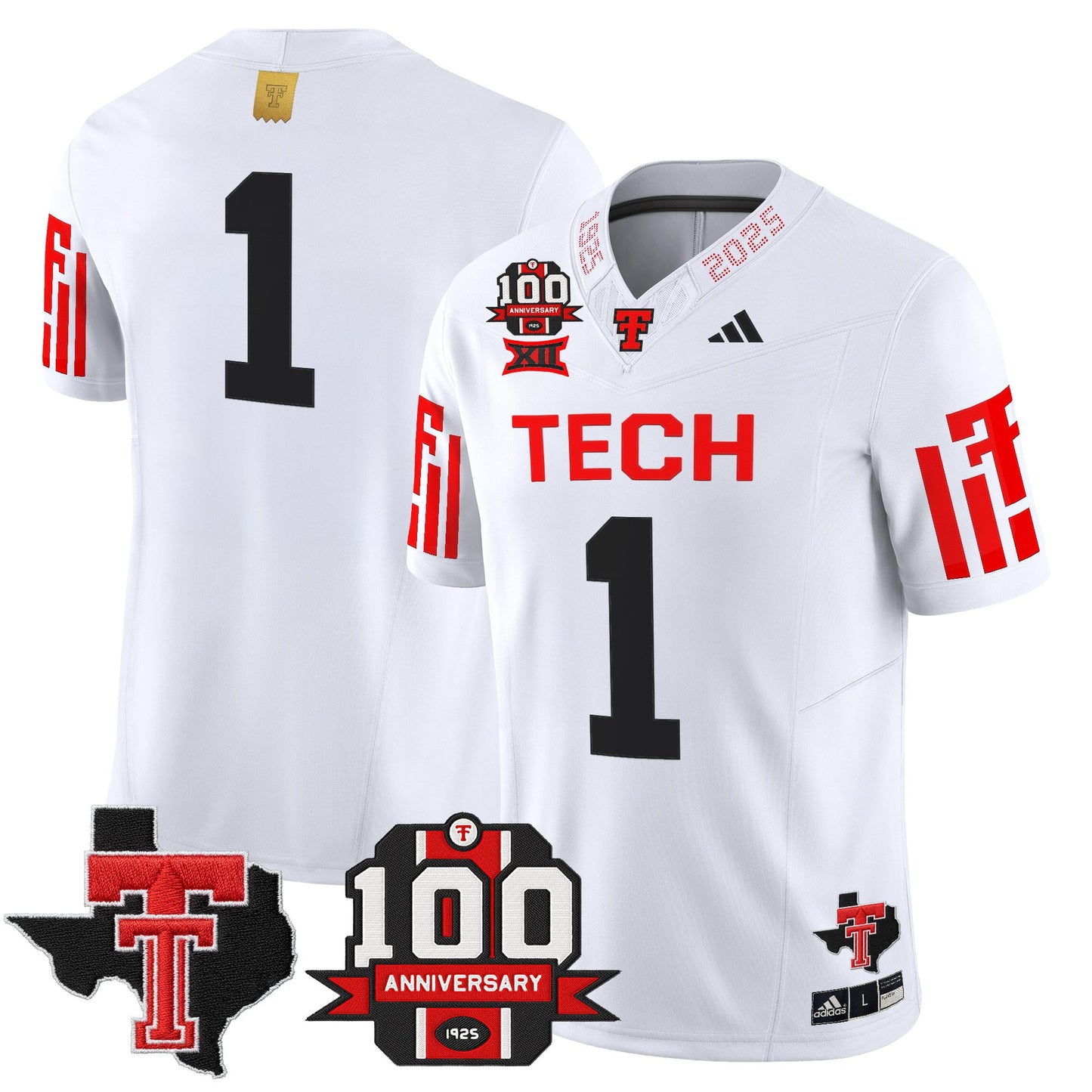 Men's Texas Tech Red Raiders 2025 Vapor Limited Jersey - 100th Anniversary & Texas Patch - All Stitched
