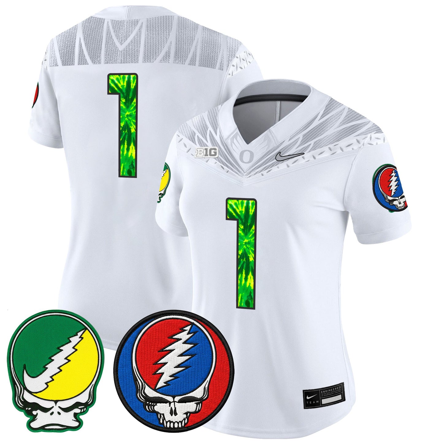 Women's Oregon Ducks 2025 'Grateful Ducks x Grateful Dead' Vapor Limited Jersey - All Stitched