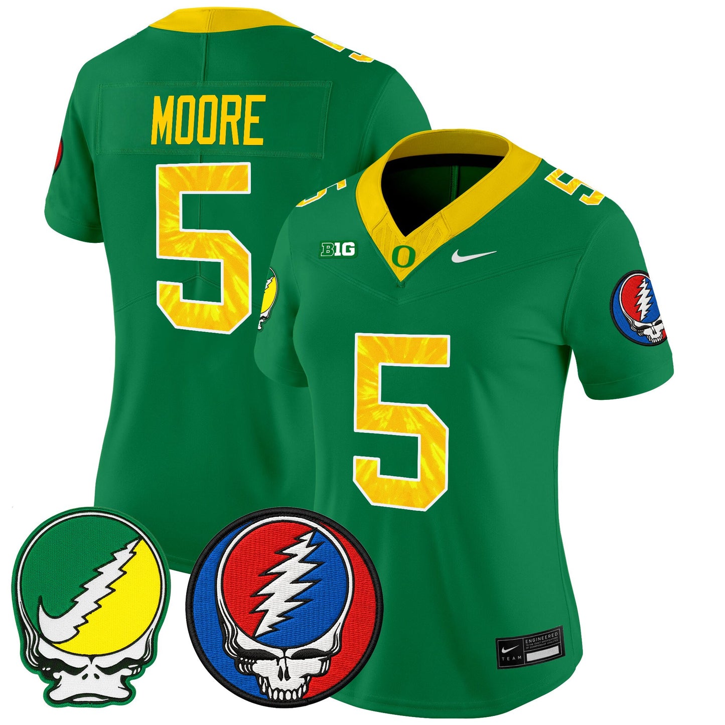 Women's Oregon Ducks 2025 'Grateful Ducks x Grateful Dead' Vapor Limited Jersey - All Stitched