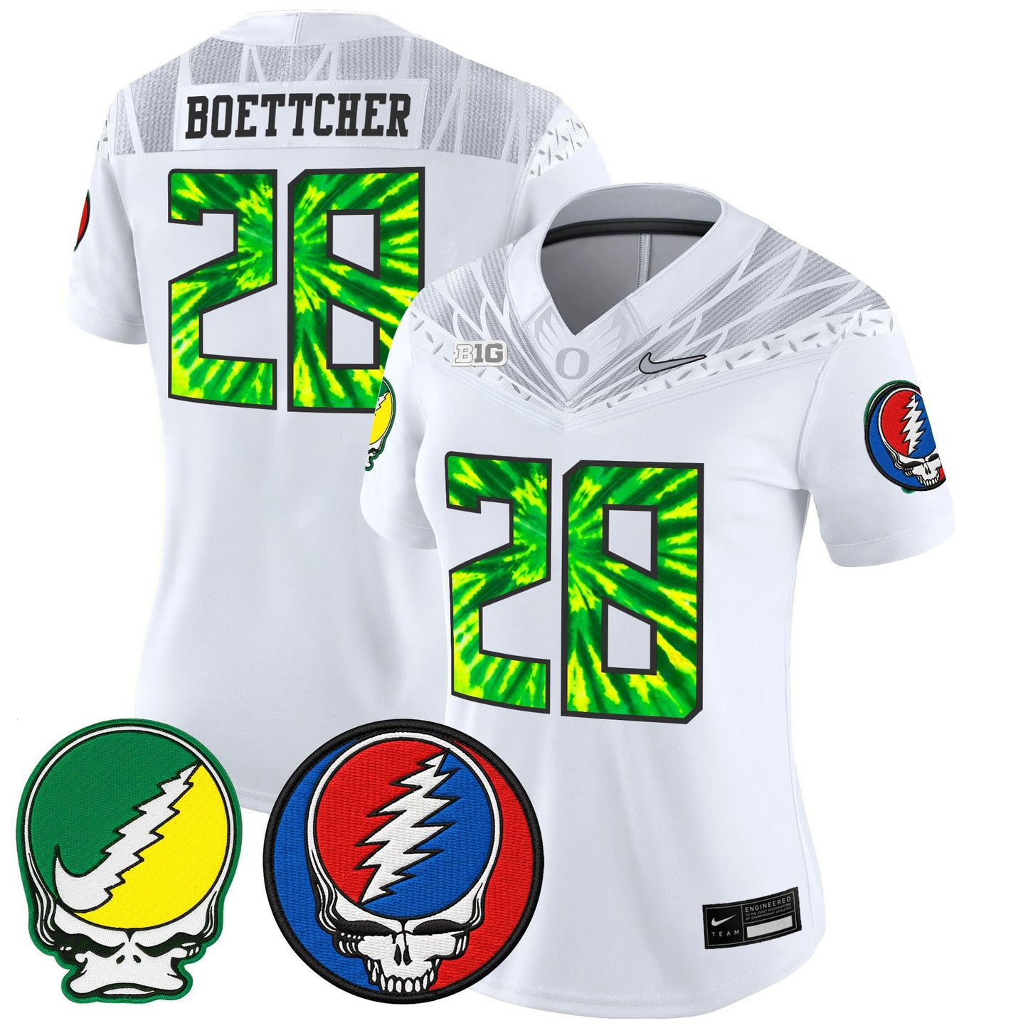 Women's Oregon Ducks 2025 'Grateful Ducks x Grateful Dead' Vapor Limited Jersey - All Stitched