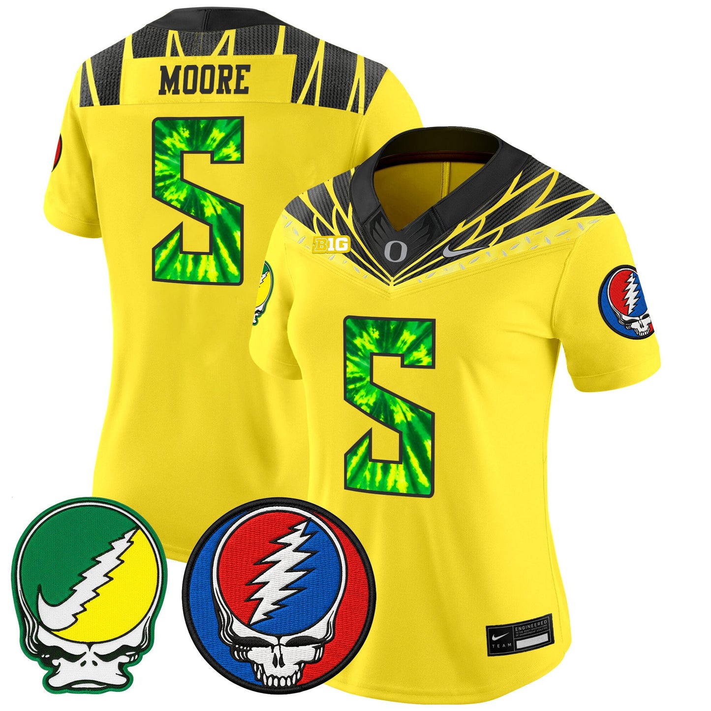 Women's Oregon Ducks 2025 'Grateful Ducks x Grateful Dead' Vapor Limited Jersey - All Stitched