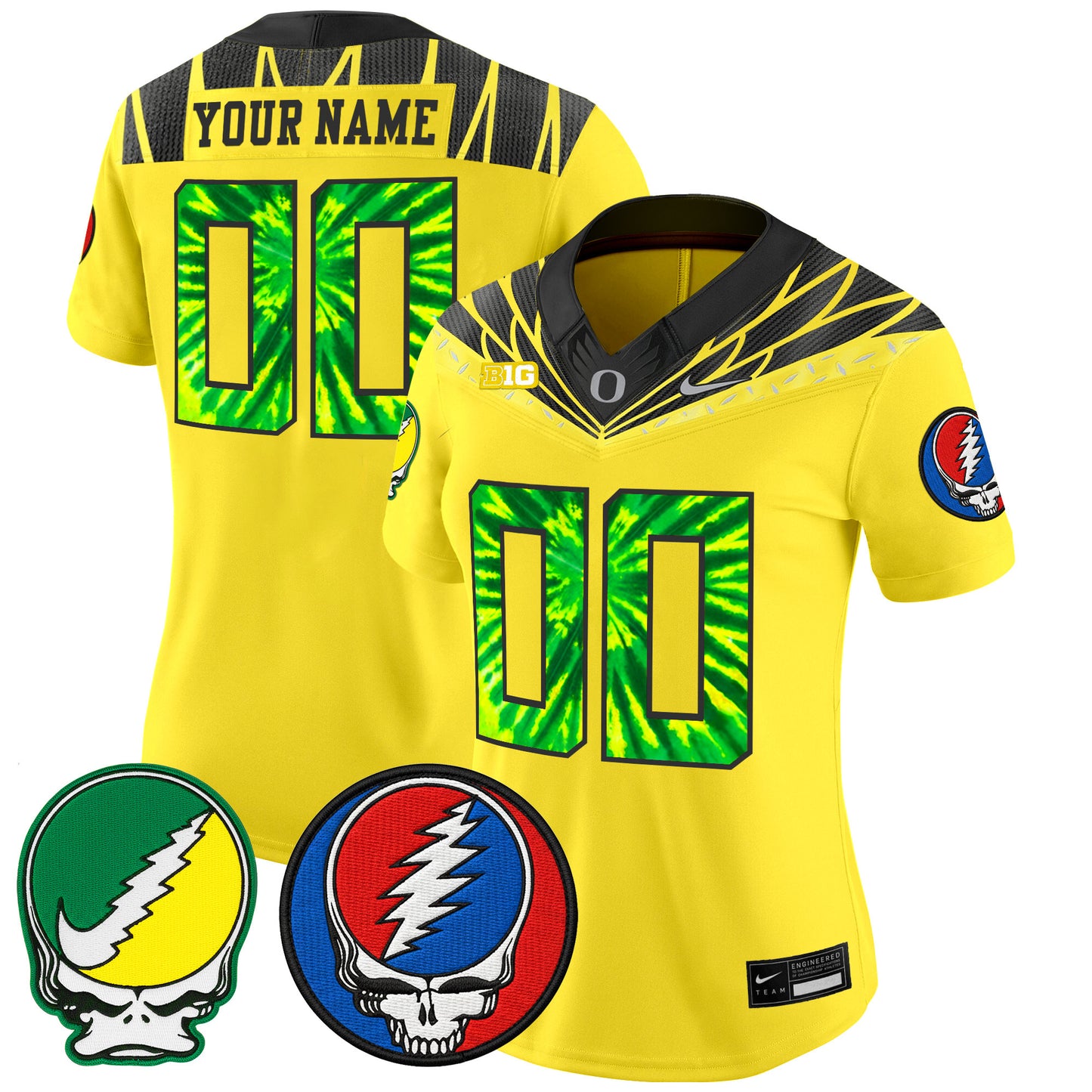 Oregon Ducks 2025 'Grateful Ducks x Grateful Dead' Vapor Limited Custom Jersey - All Stitched