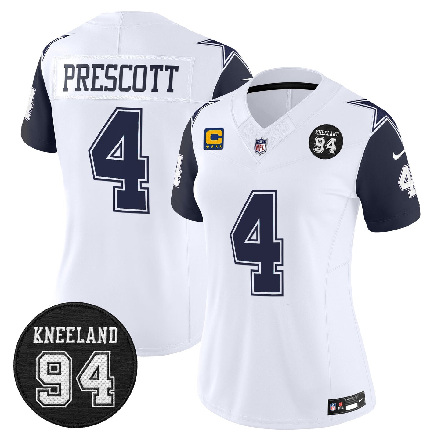 Women's Dallas Cowboys #94 Marshawn Kneeland Memorial Patch Vapor Limited Jersey - All Stitched