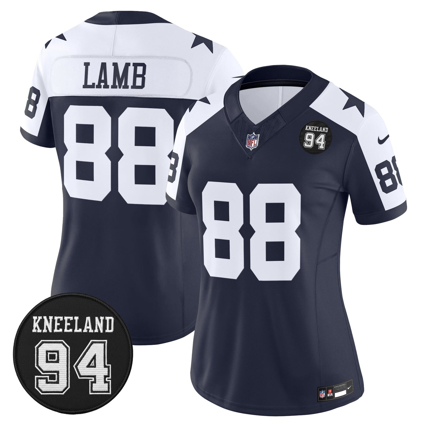 Women's Dallas Cowboys #94 Marshawn Kneeland Memorial Patch Vapor Limited Jersey - All Stitched