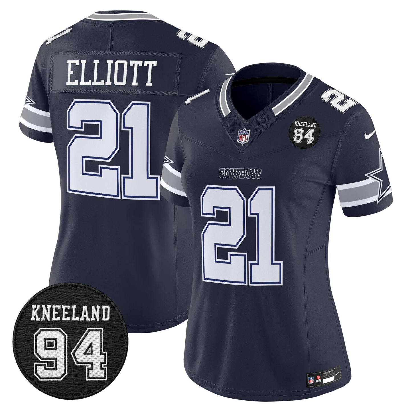Women's Dallas Cowboys #94 Marshawn Kneeland Memorial Patch Vapor Limited Jersey - All Stitched