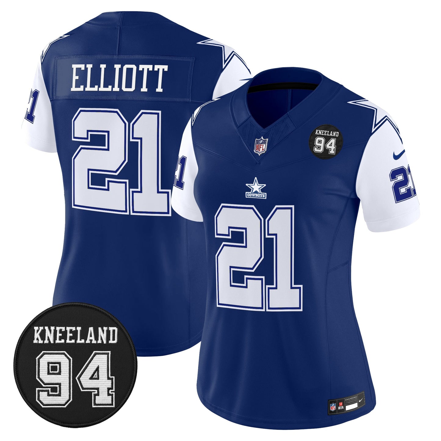 Women's Dallas Cowboys #94 Marshawn Kneeland Memorial Patch Vapor Limited Jersey - All Stitched