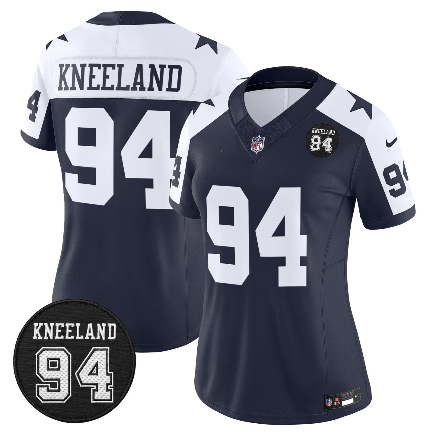 Women's Dallas Cowboys #94 Marshawn Kneeland Memorial Patch Vapor Limited Jersey - All Stitched