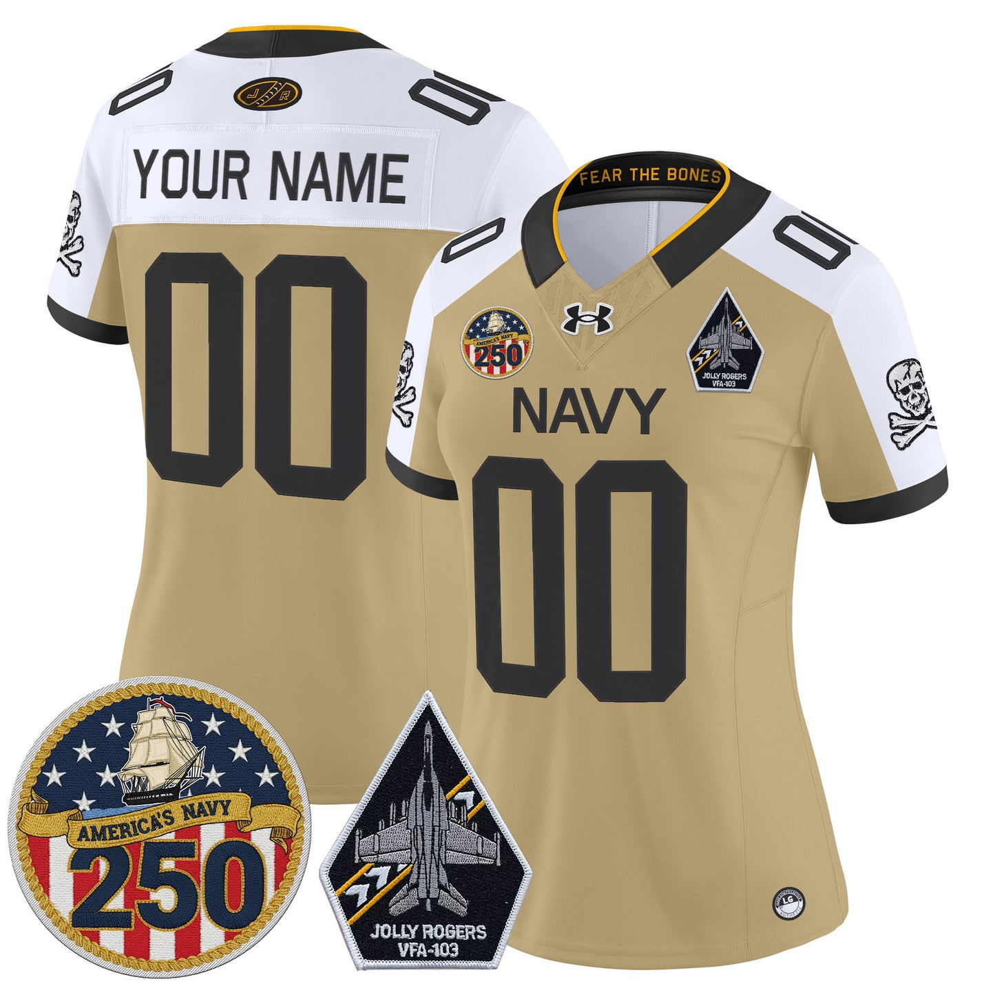 Navy Midshipmen 'Jolly Rogers Edition' Vapor Limited Custom Jersey - 250th Anniversary Patch - All Stitched