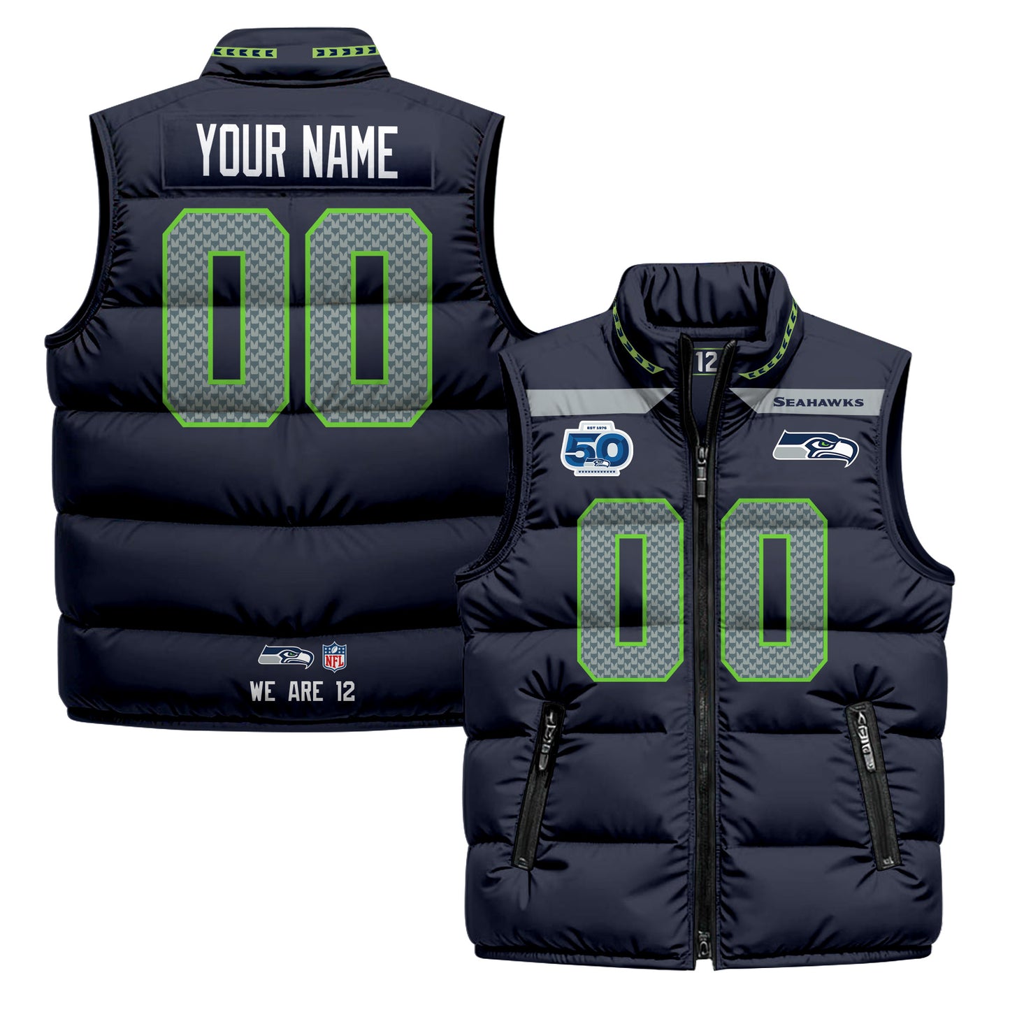 Seattle Seahawks 2026 Custom Puffer Vest