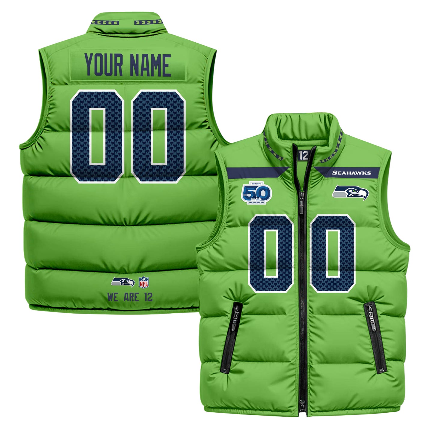 Seattle Seahawks 2026 Custom Puffer Vest