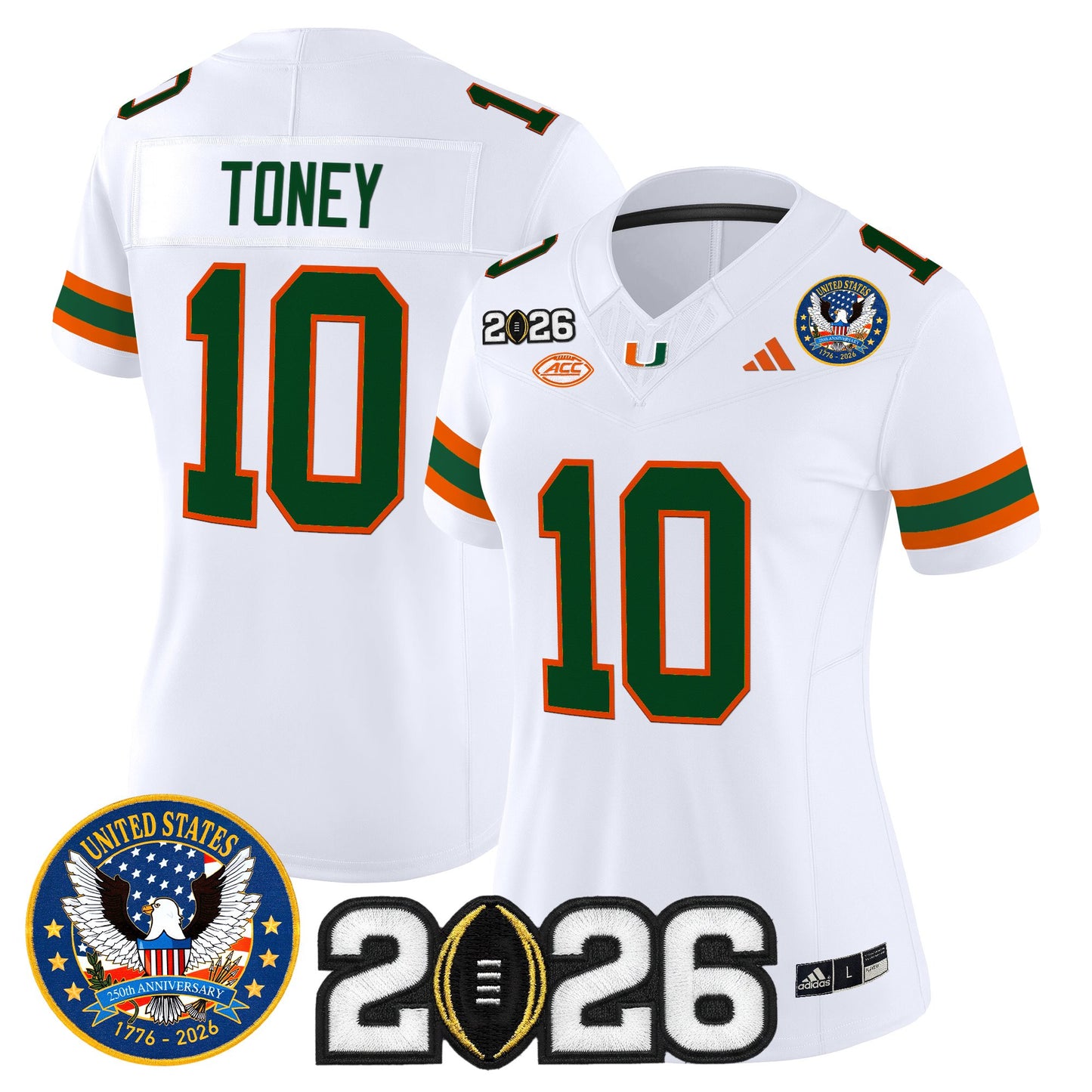 Women's Miami Hurricanes "United States 250th Anniversary & 2026 CFP Final Patch" Vapor Limited Jersey - All Stitched