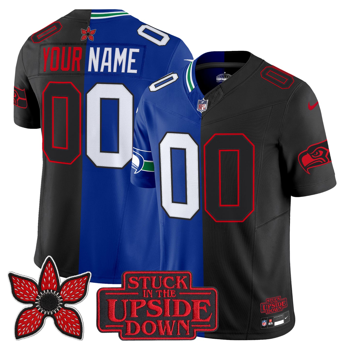 Seattle Seahawks 'Upside Down Edition' Vapor Limited Custom Jersey - All Stitched