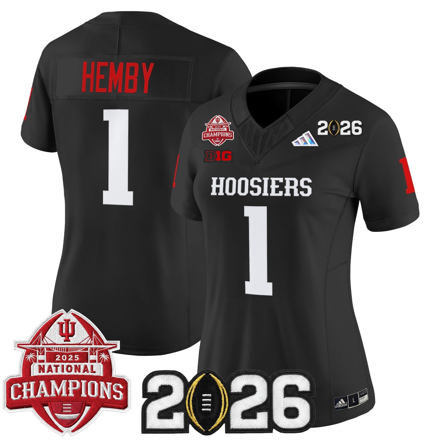 Women's Indiana Hoosiers 2025 National Champions & 2026 CFP Final Patch Vapor Limited Jersey V2 - All Stitched