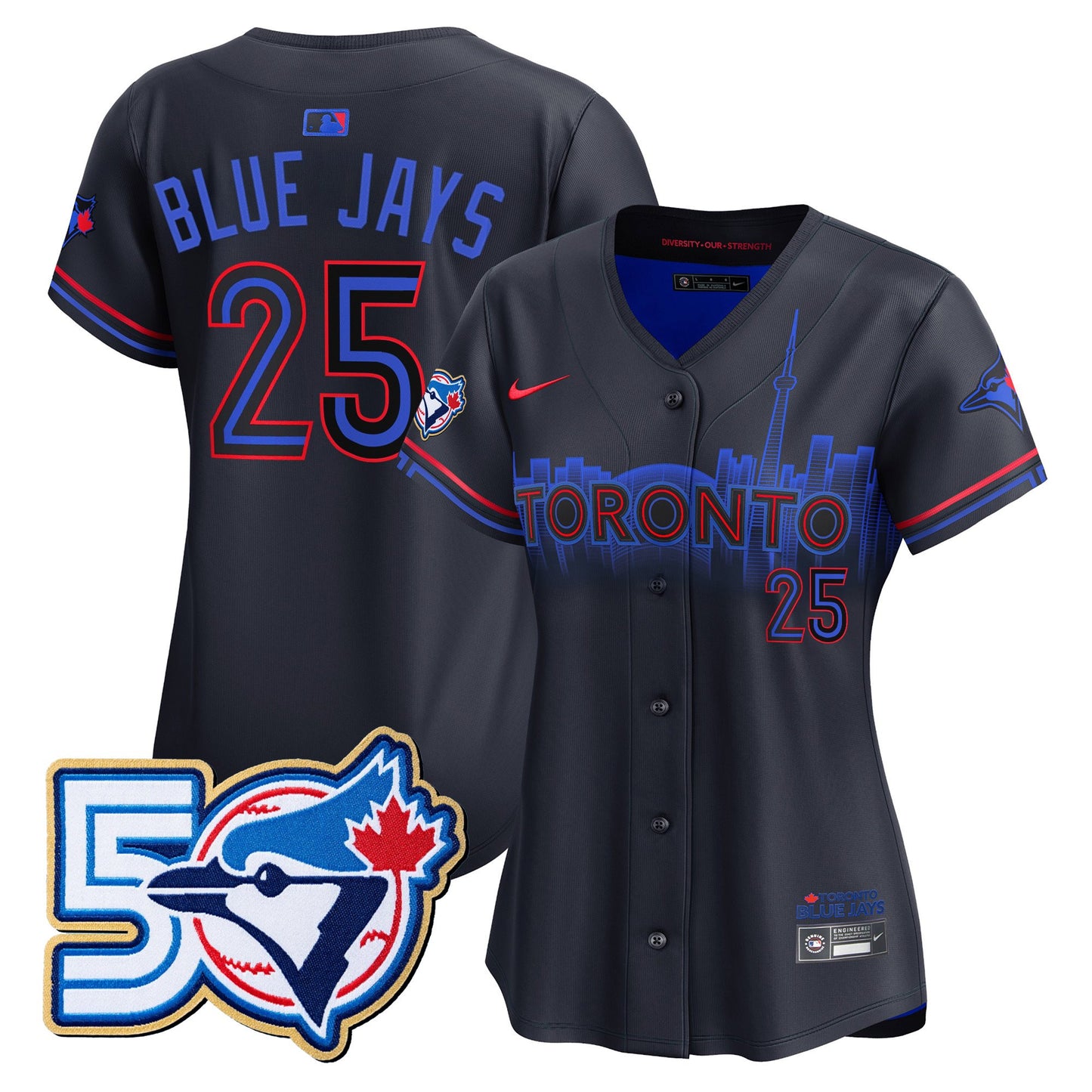 Women's Toronto Blue Jays 50 Seasons Patch Vapor Premier Limited Jersey - All Stitched