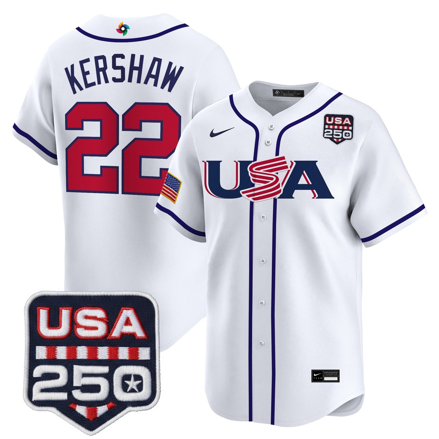 Men's Team USA World Baseball Classic 250America Patch Vapor Premier Jersey - All Stitched