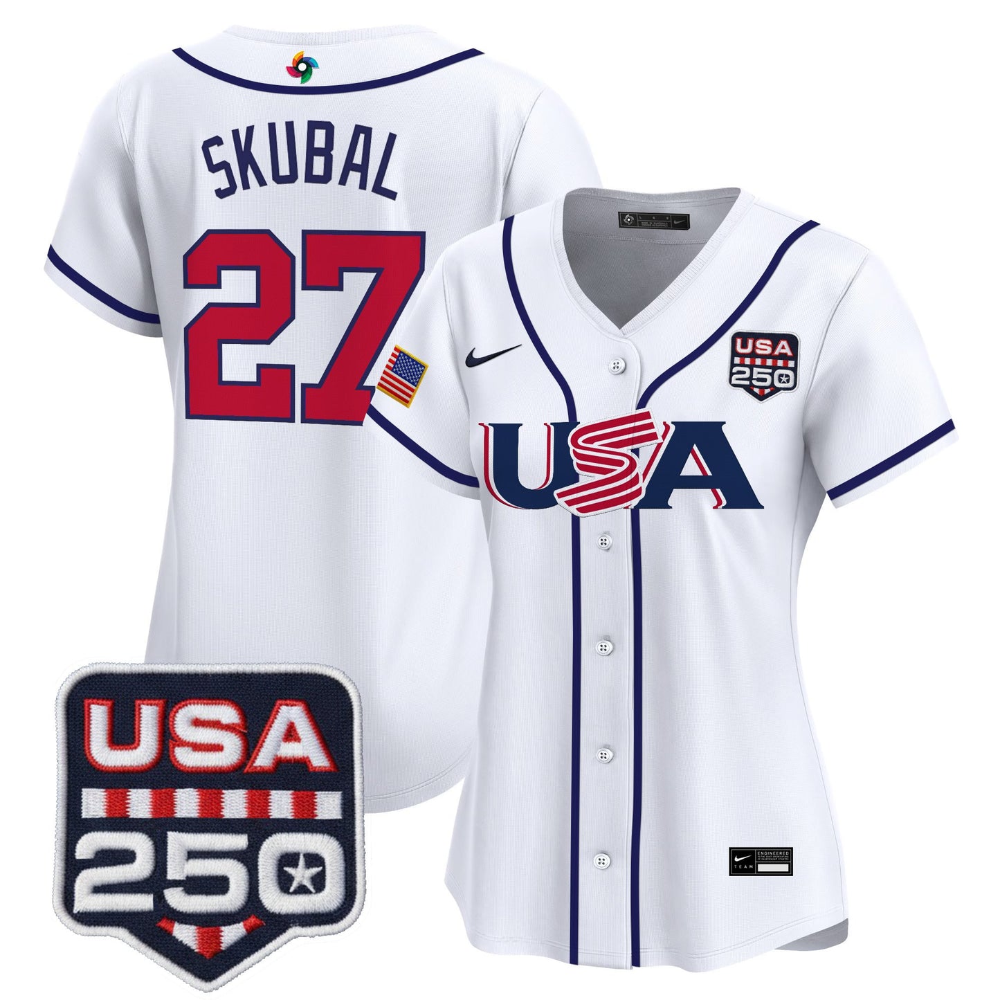 Women's Team USA World Baseball Classic 250America Patch Vapor Premier Jersey - All Stitched