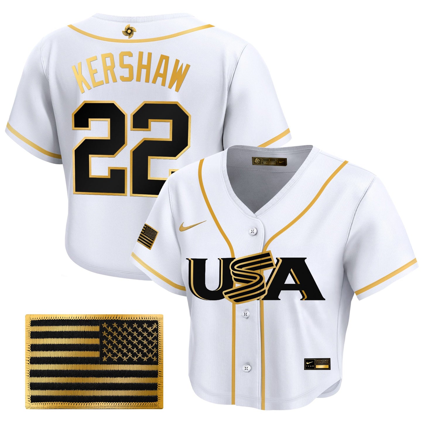 Women's Team USA World Baseball Classic Crop Top Baseball Jersey - All Stitched