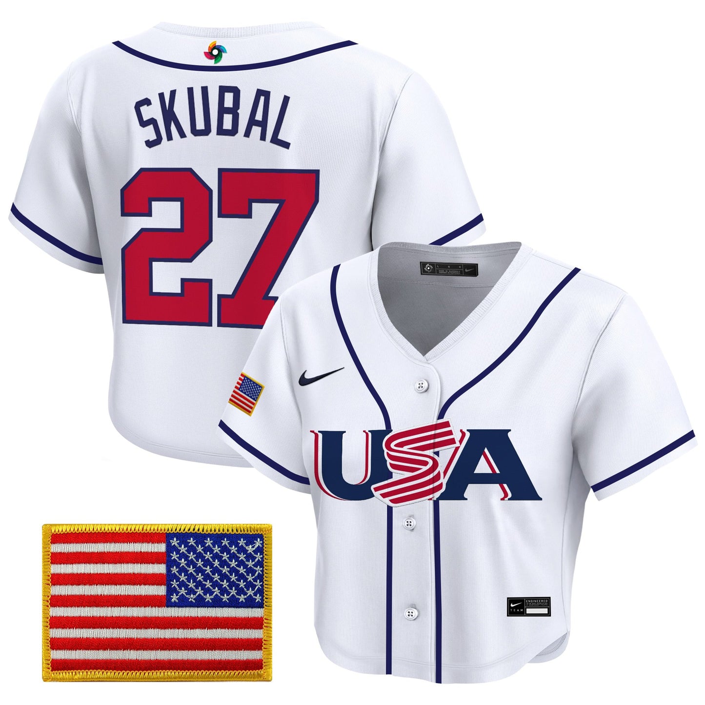 Women's Team USA World Baseball Classic Crop Top Baseball Jersey - All Stitched