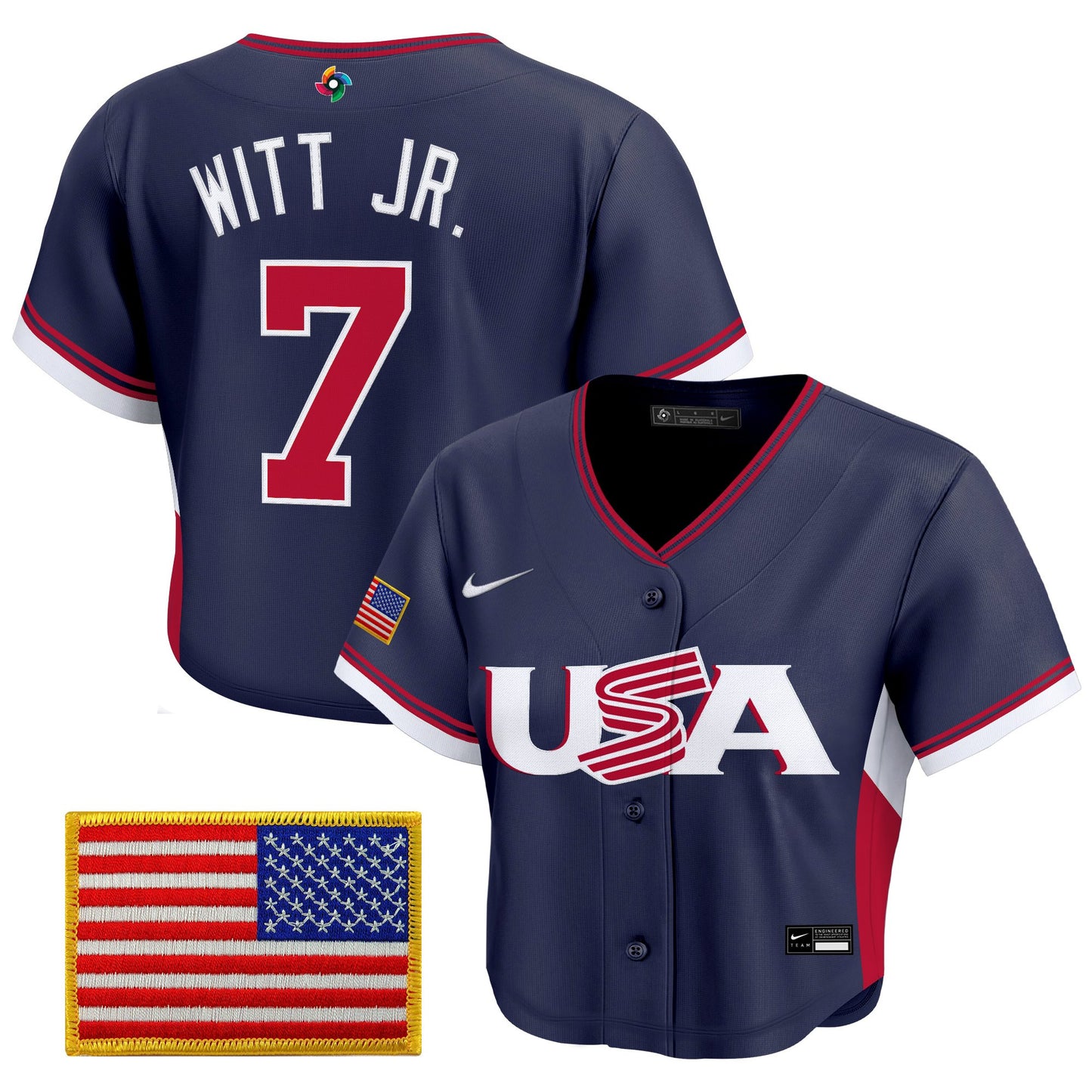 Women's Team USA World Baseball Classic Crop Top Baseball Jersey - All Stitched