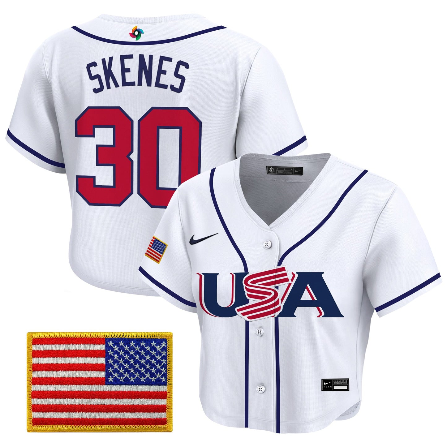 Women's Team USA World Baseball Classic Crop Top Baseball Jersey - All Stitched