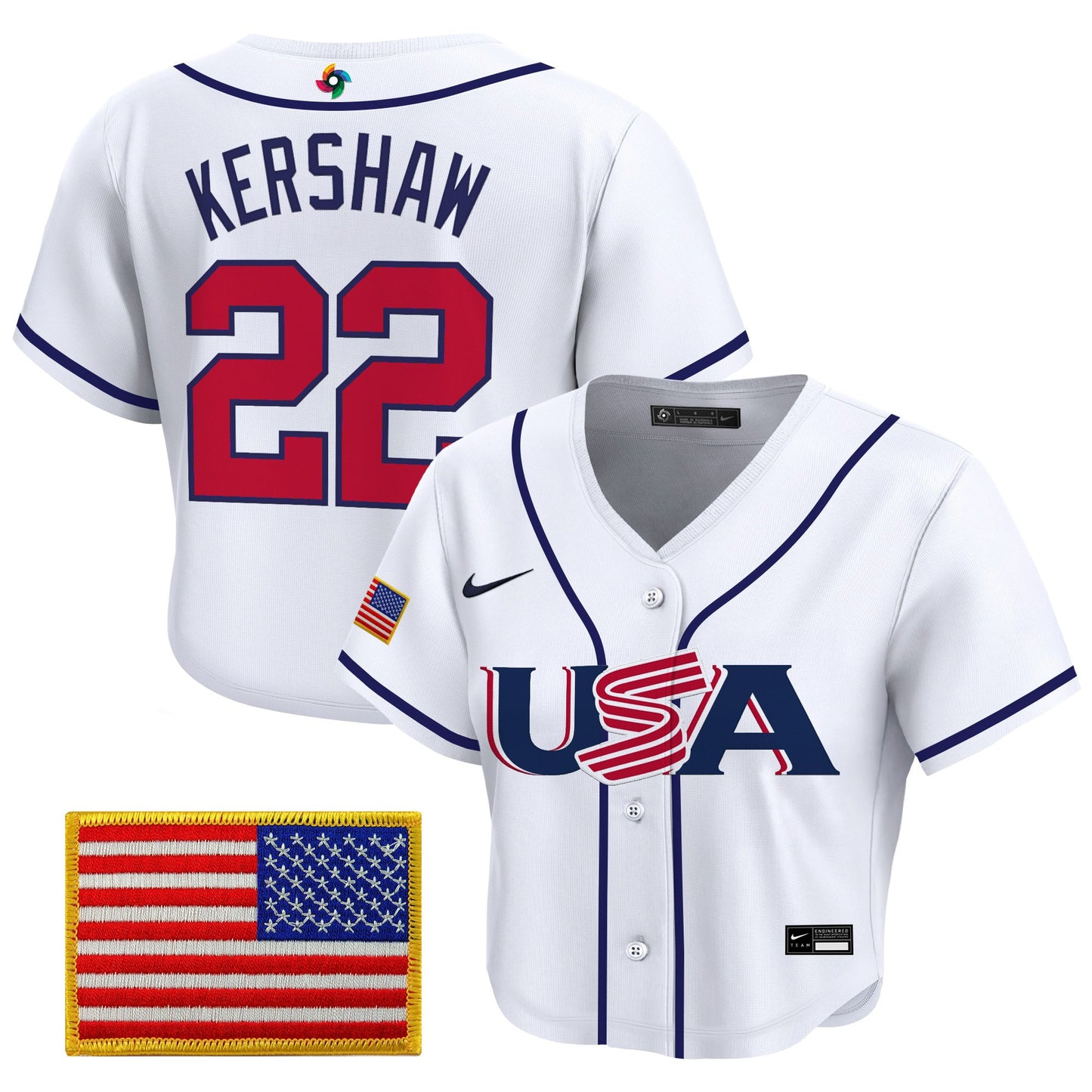 Women's Team USA World Baseball Classic Crop Top Baseball Jersey - All Stitched