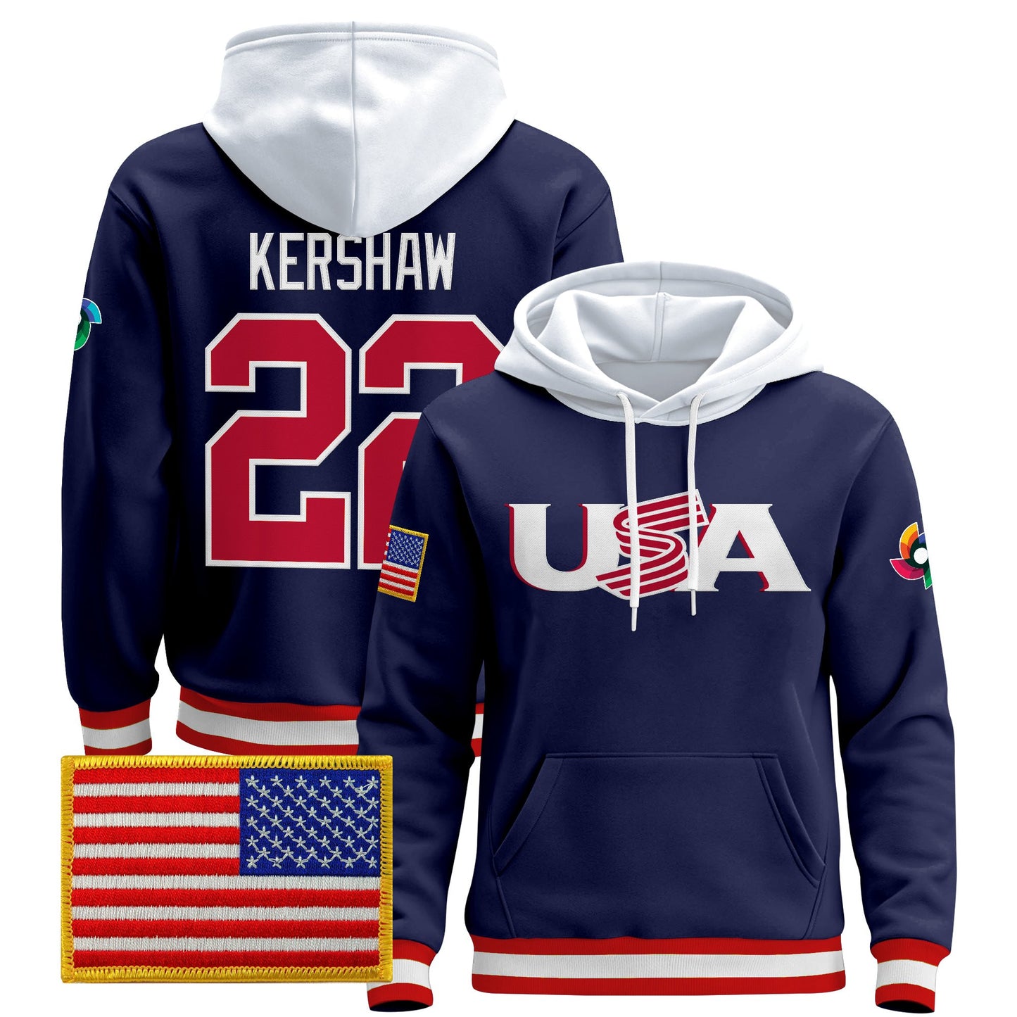 Men's Team USA 2026 World Baseball Classic Vapor Premier Hoodie Jersey - All Stitched