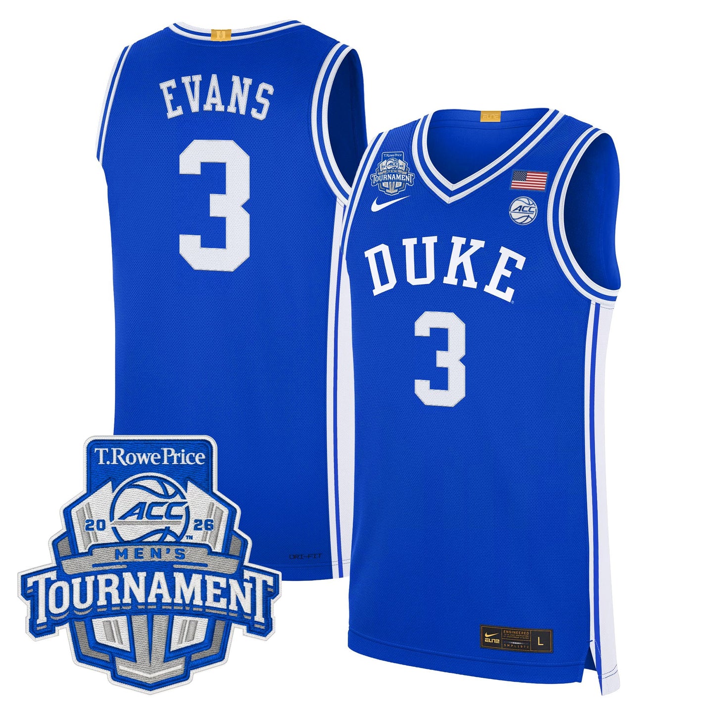 Men's Duke Blue Devils 2026 ACC Conference Tournament Champions Basketball Jersey - All Stitched