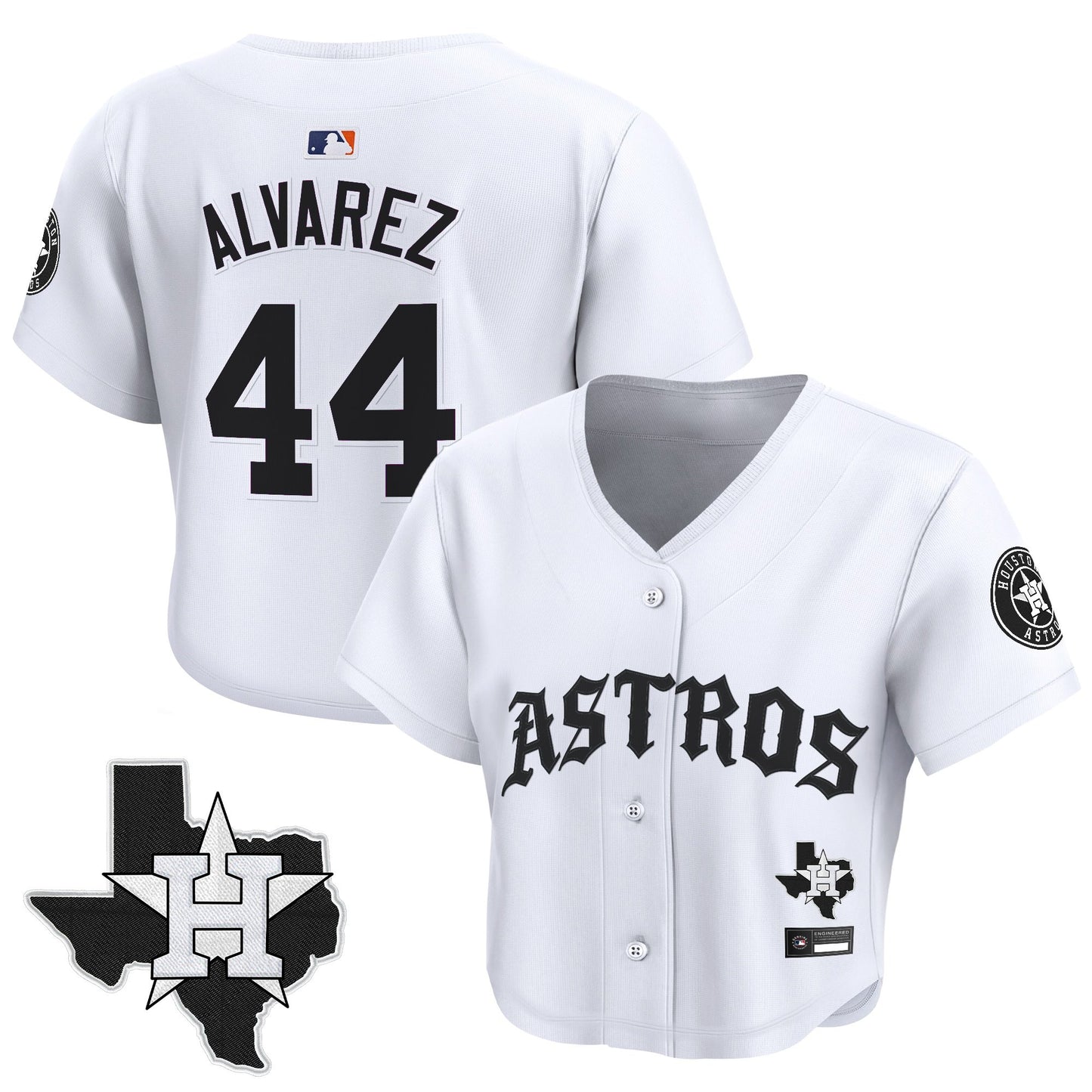 Women's Houston Astros 'Old English Edition' Crop Top Baseball Jersey - All Stitched