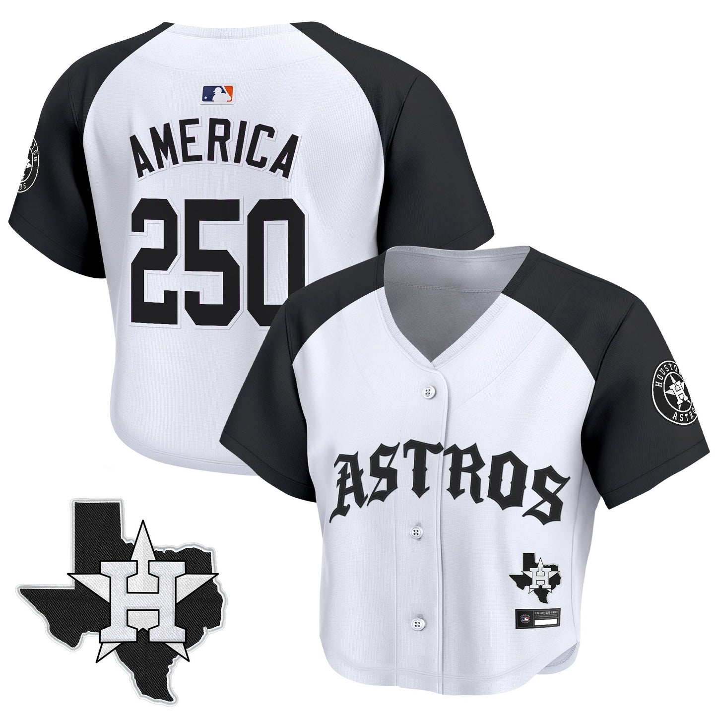 Women's Houston Astros 'Old English Edition' Crop Top Baseball Jersey - All Stitched