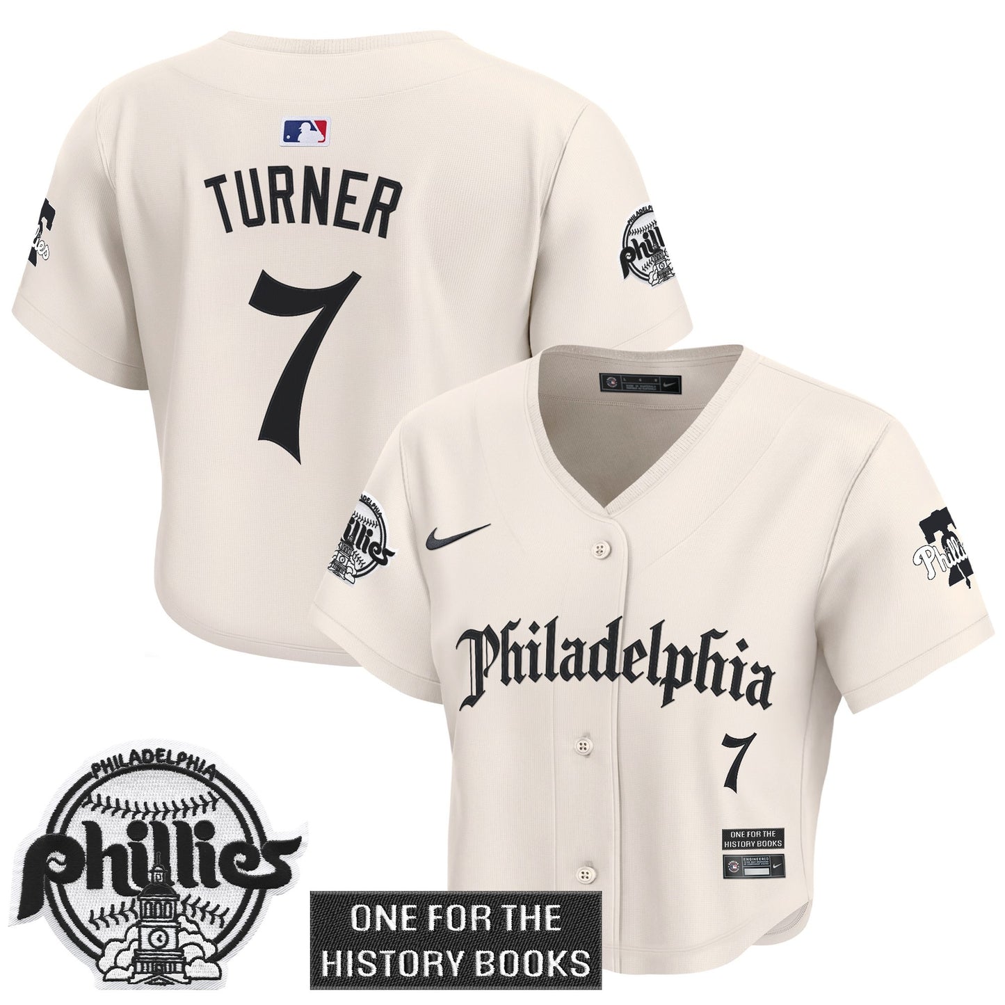 Women's Phillies 'Retro Newspaper Edition' Crop Top Baseball Jersey - All Stitched