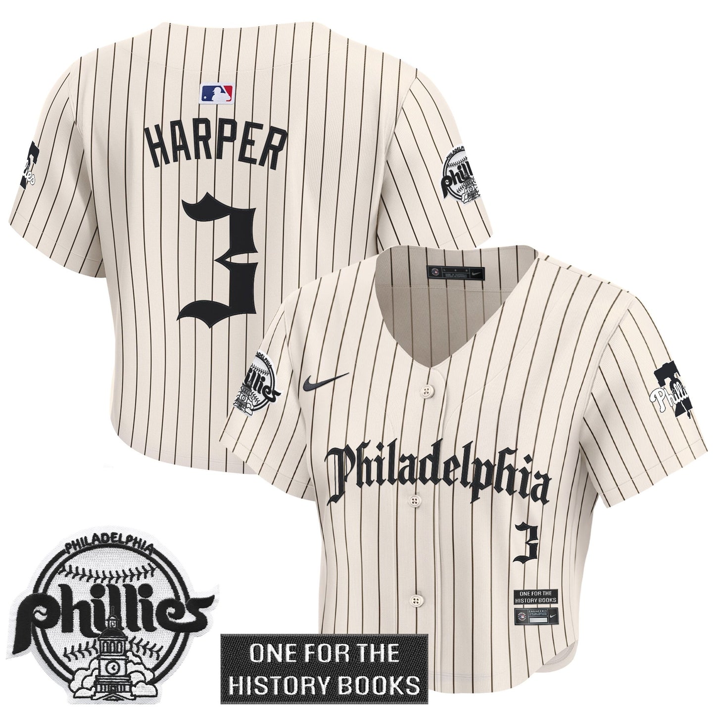 Women's Phillies 'Retro Newspaper Edition' Crop Top Baseball Jersey - All Stitched