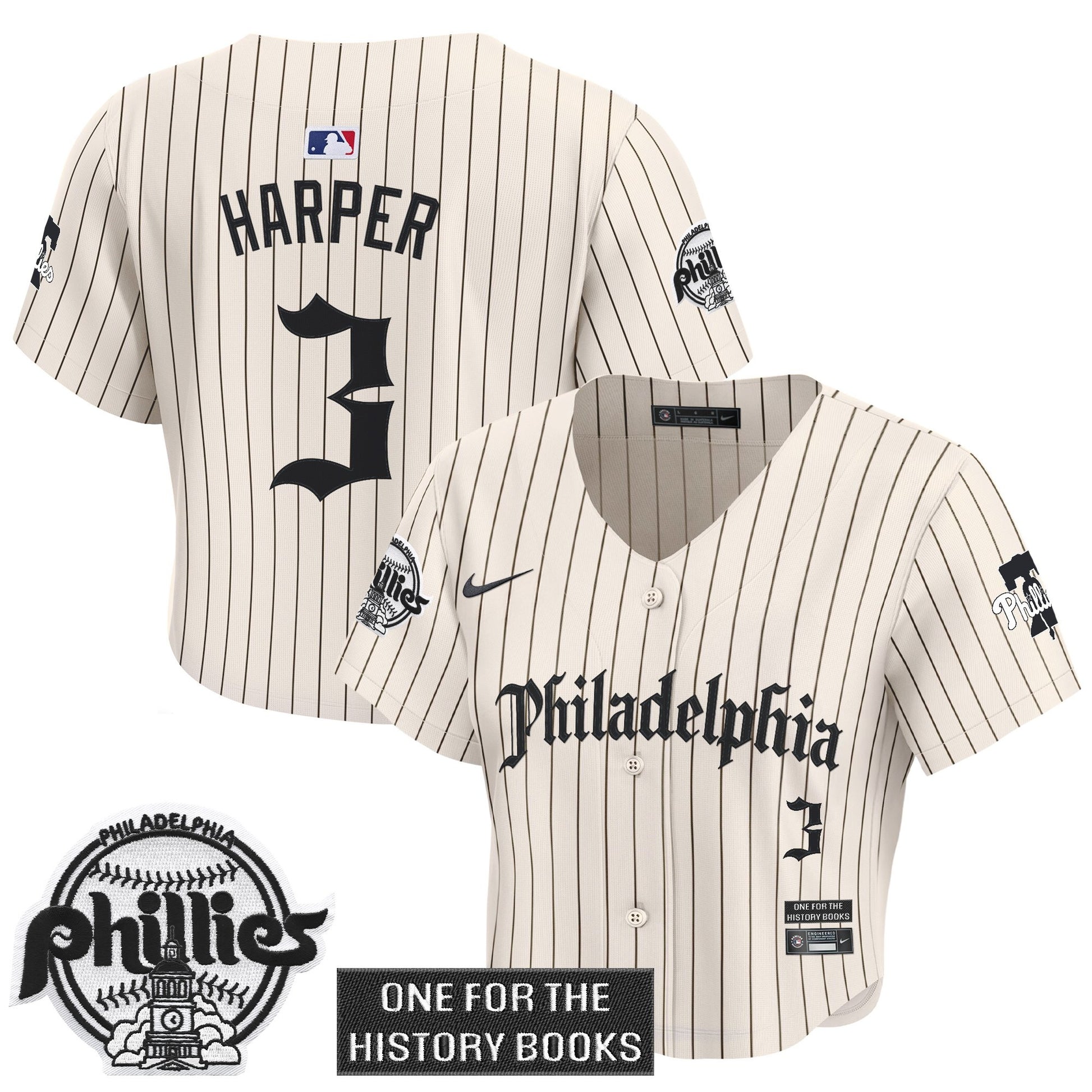 Women's Phillies 'Retro Newspaper Edition' Crop Top Baseball Jersey - All Stitched