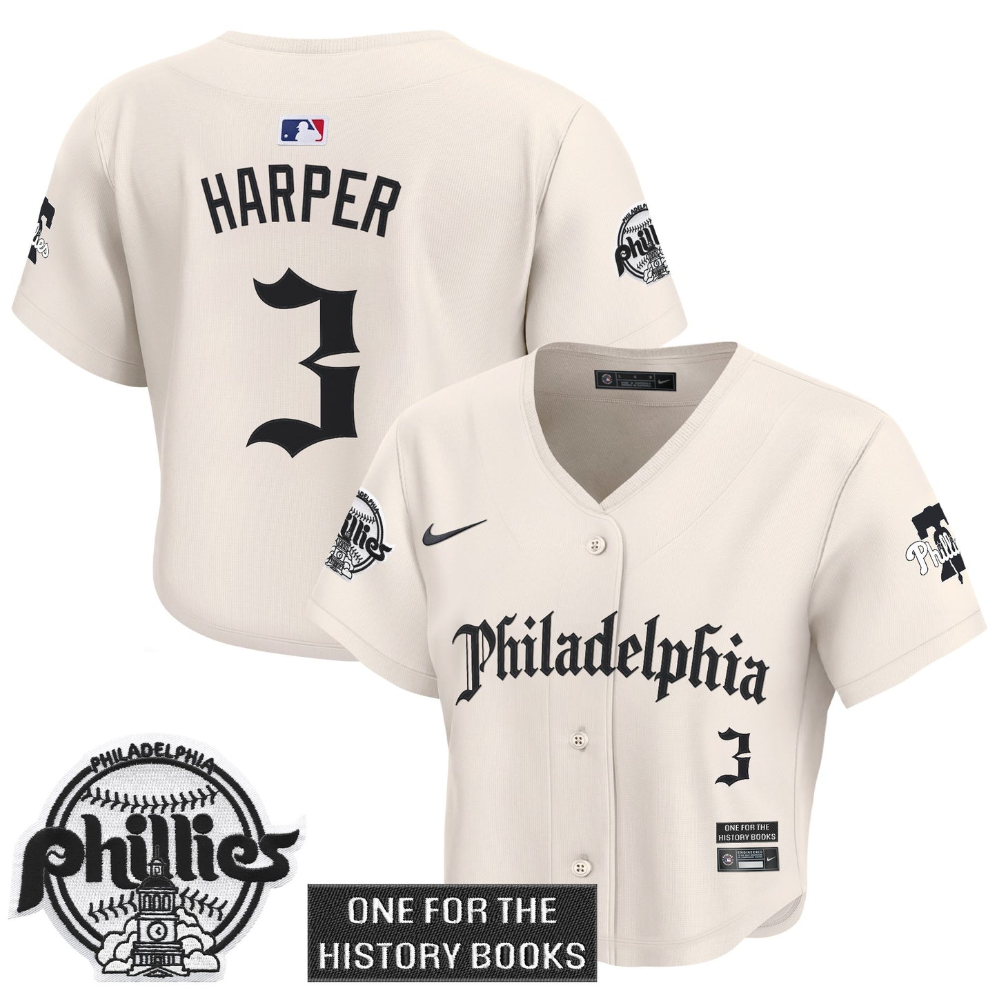 Women's Phillies 'Retro Newspaper Edition' Crop Top Baseball Jersey - All Stitched