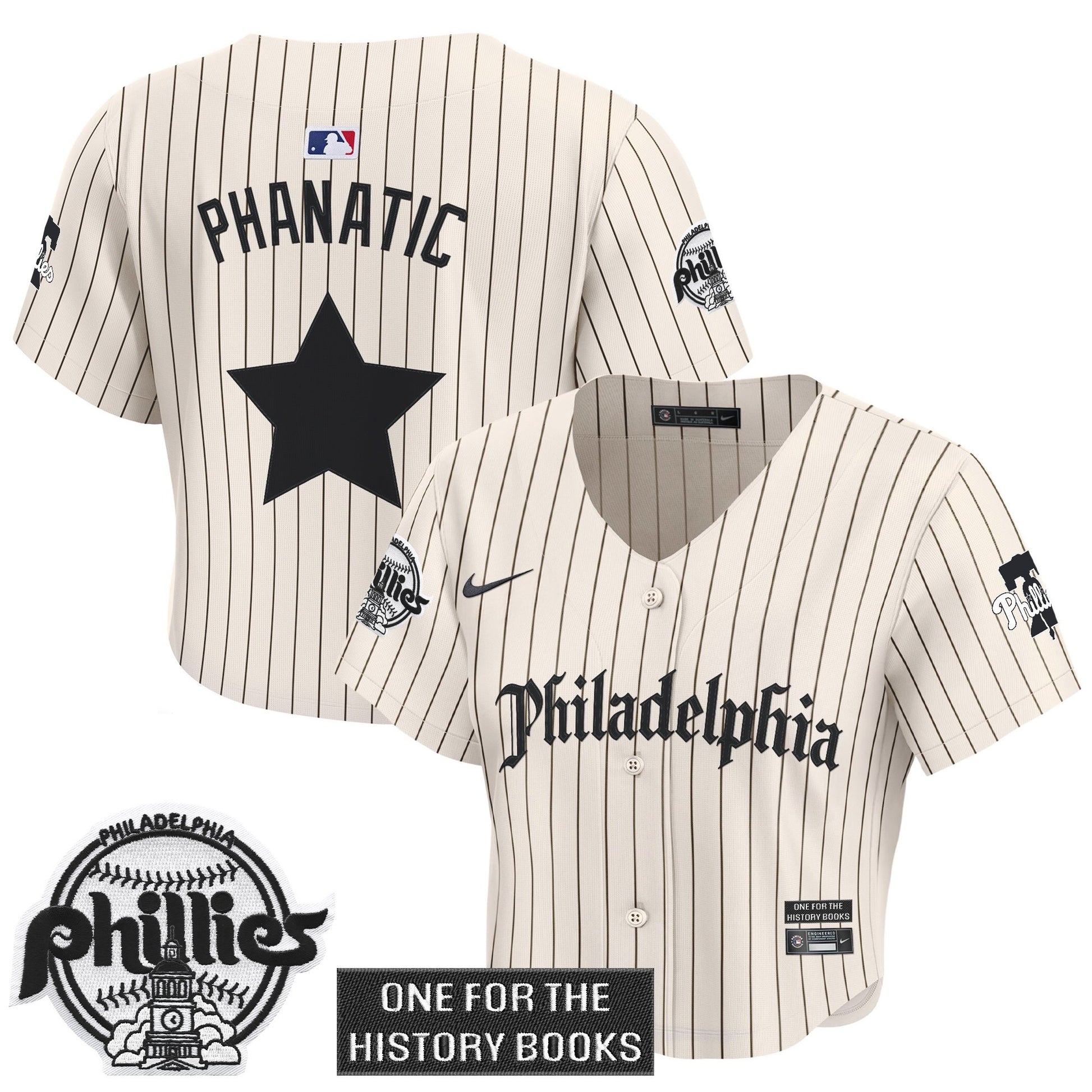 Women's Phillies 'Retro Newspaper Edition' Crop Top Baseball Jersey - All Stitched